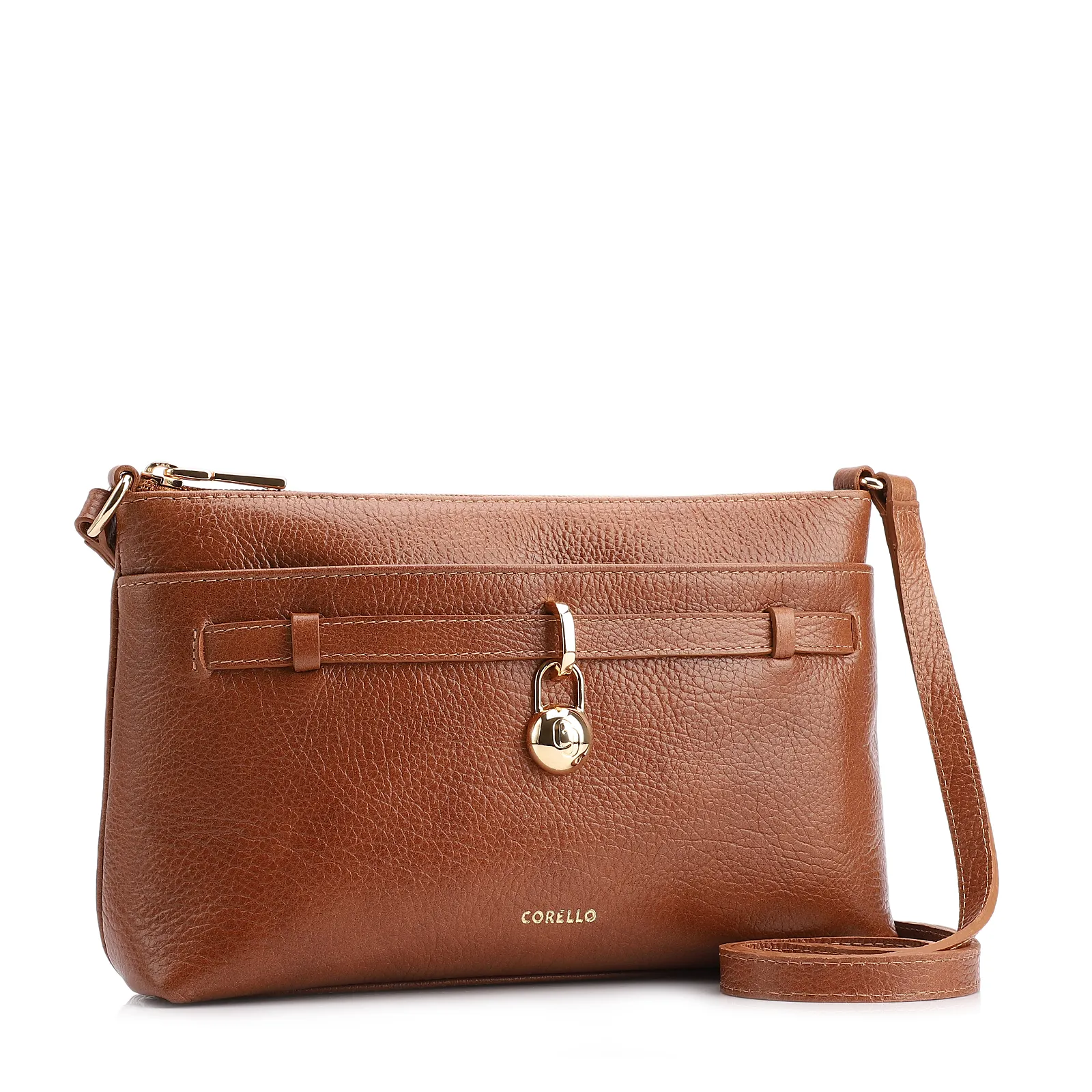 Bolsa Transversal Couro Antique Marrom Claro