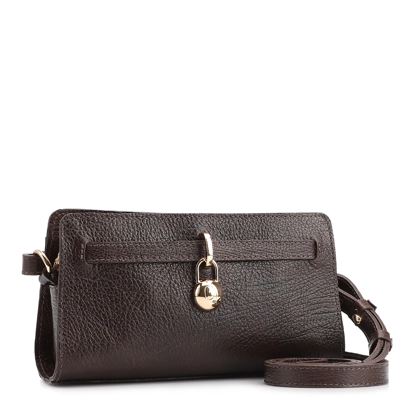 Bolsa Transversal Couro Antique Marrom Escuro