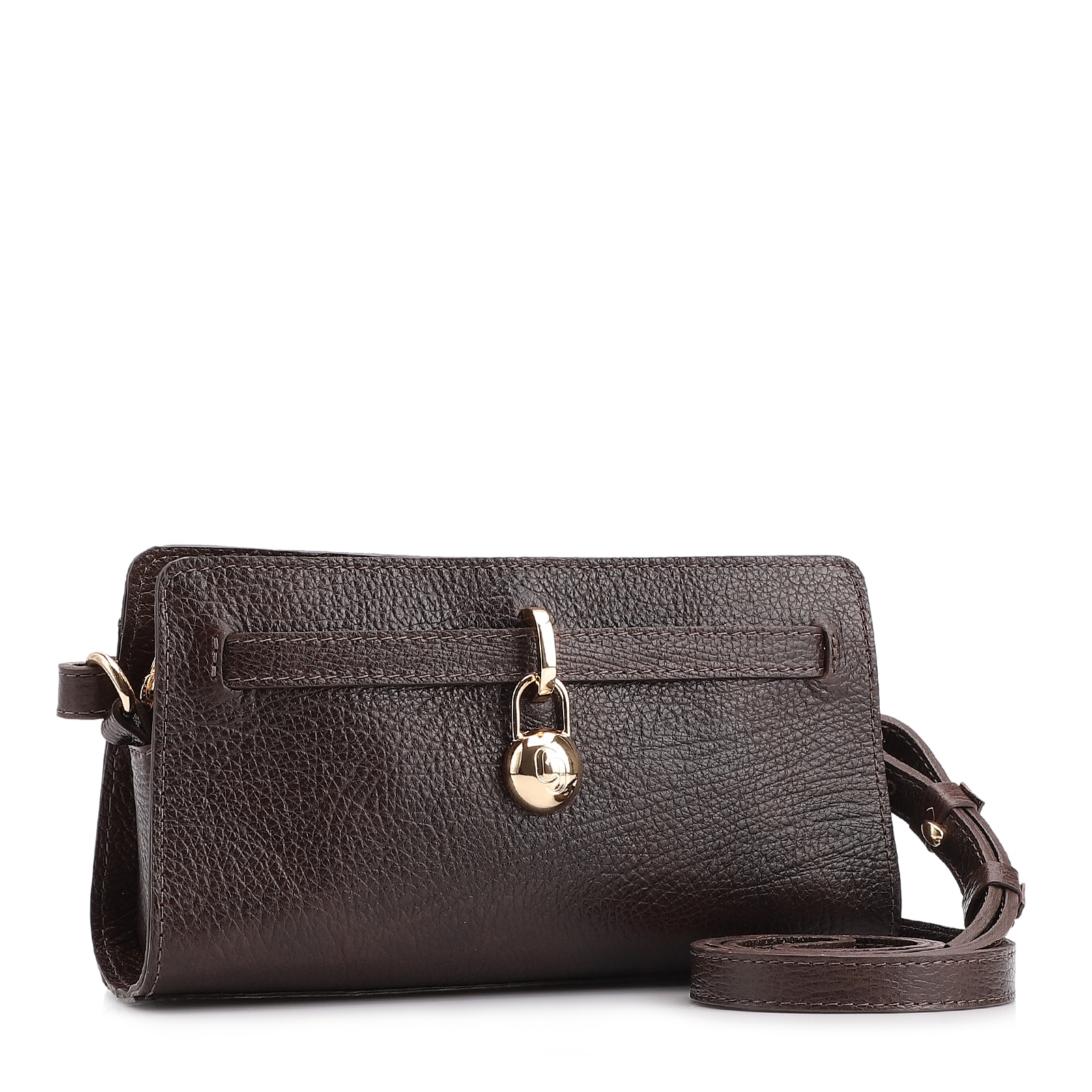 Bolsa Transversal Couro Antique Marrom Escuro