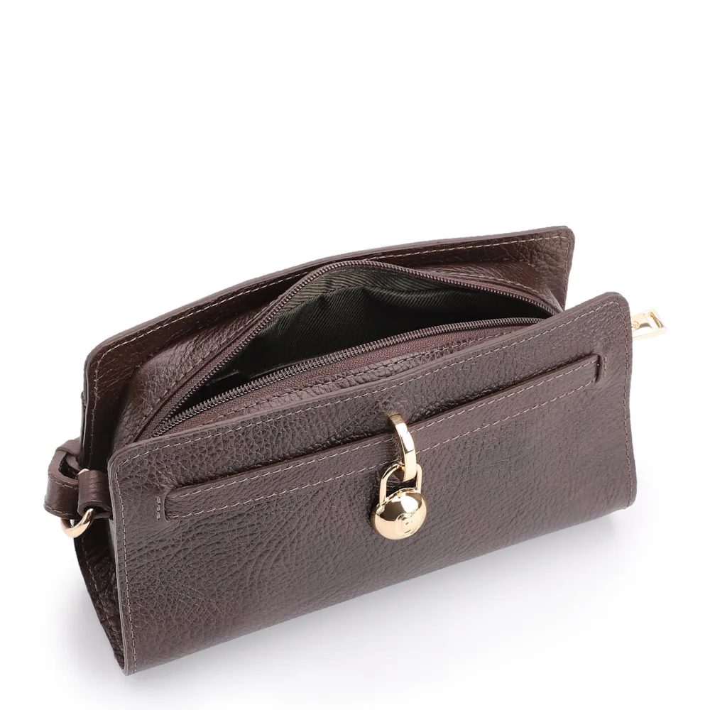 Bolsa Transversal Couro Antique Marrom Escuro - imagem 5