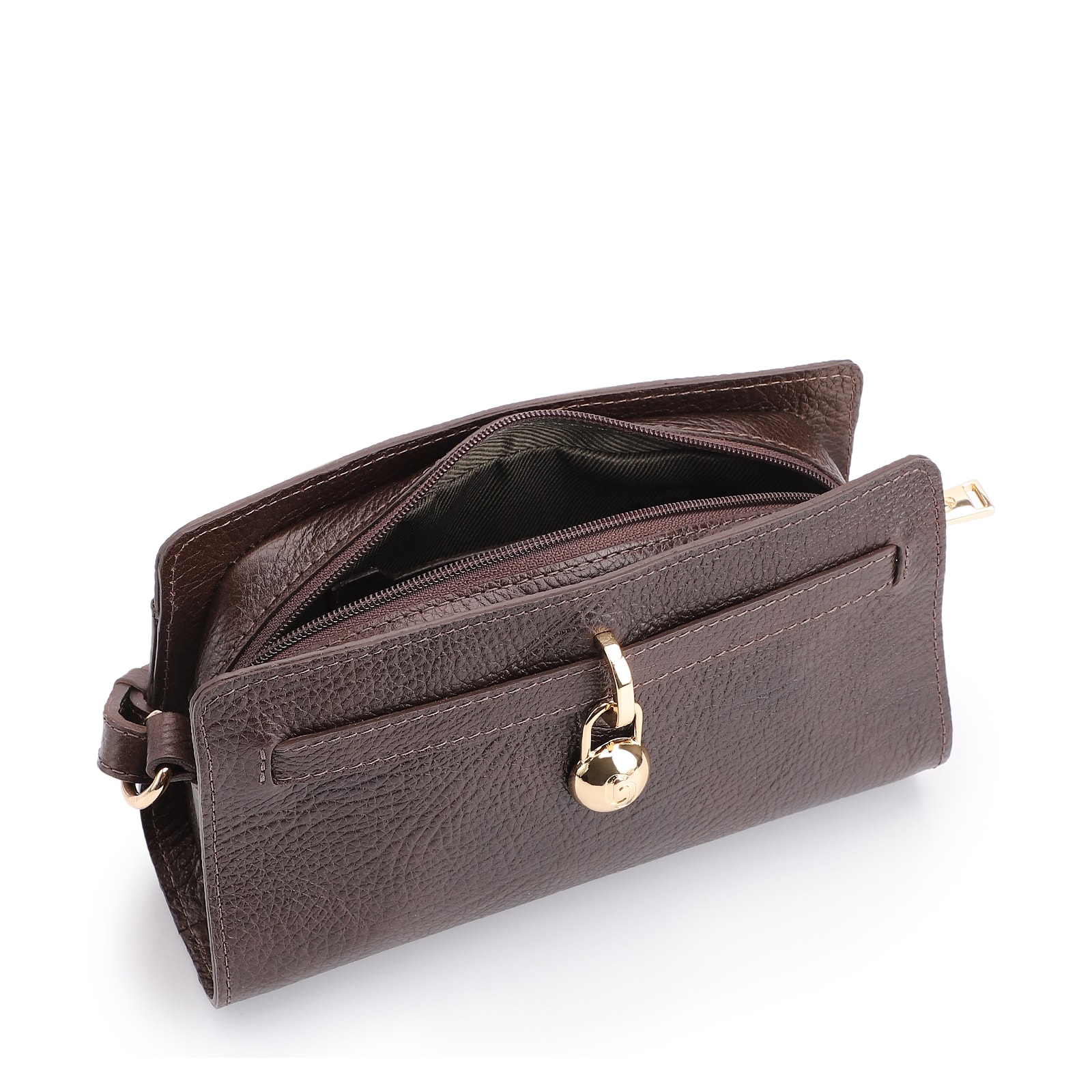 Bolsa Transversal Couro Antique Marrom Escuro