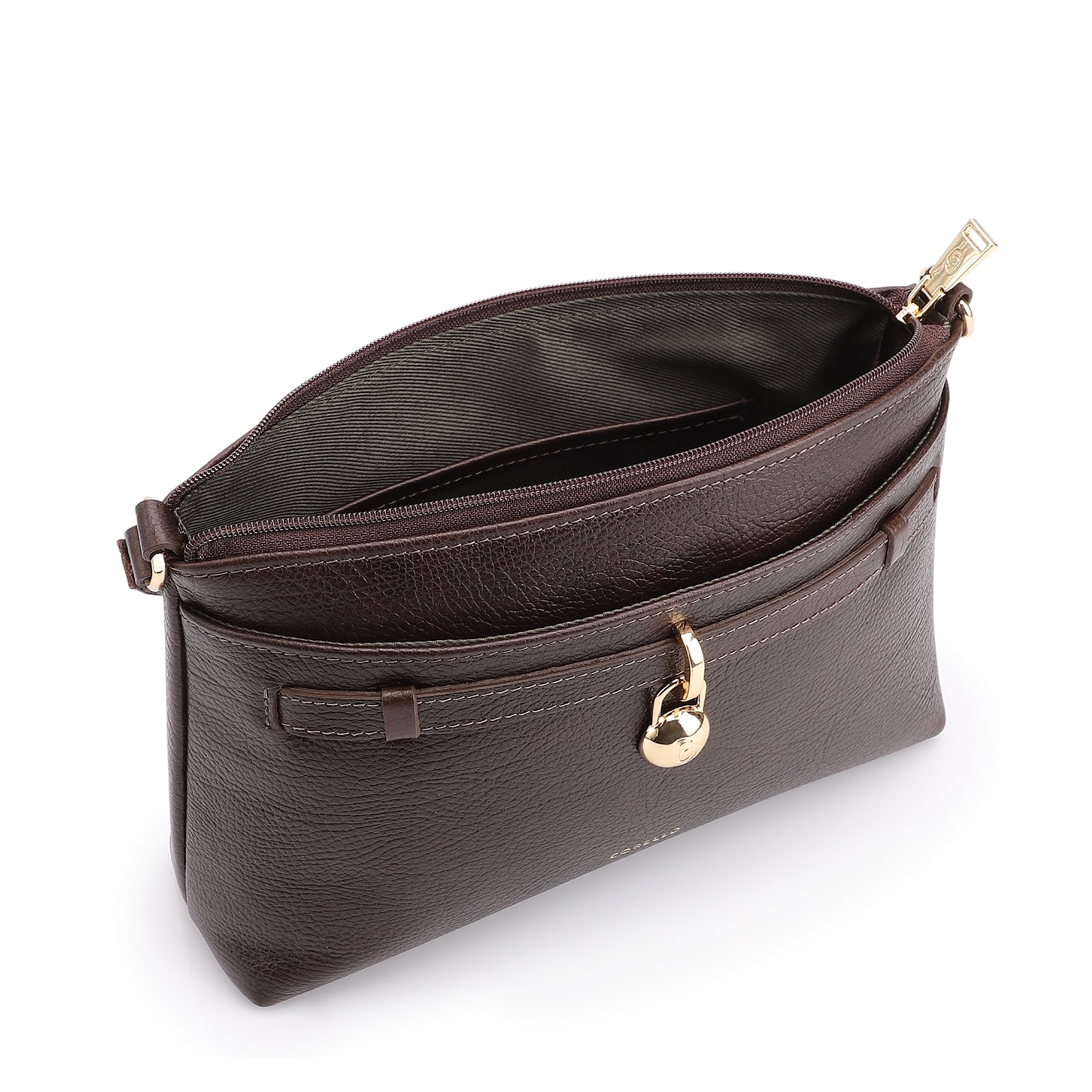 Bolsa Transversal Couro Antique Marrom Escuro