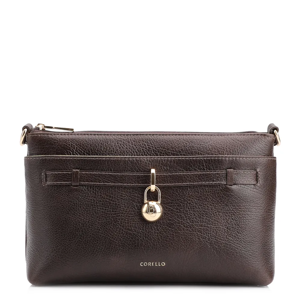 Bolsa Transversal Couro Antique Marrom Escuro