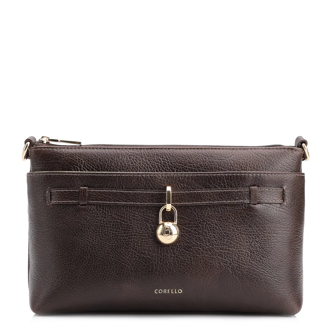 Bolsa Transversal Couro Antique Marrom Escuro