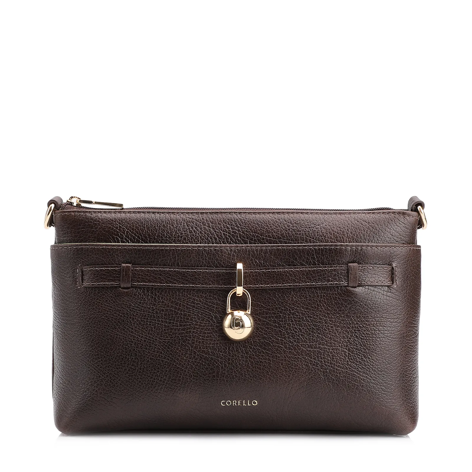 Bolsa Transversal Couro Antique Marrom Escuro