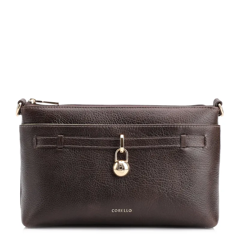 Bolsa Transversal Couro Antique Marrom Escuro