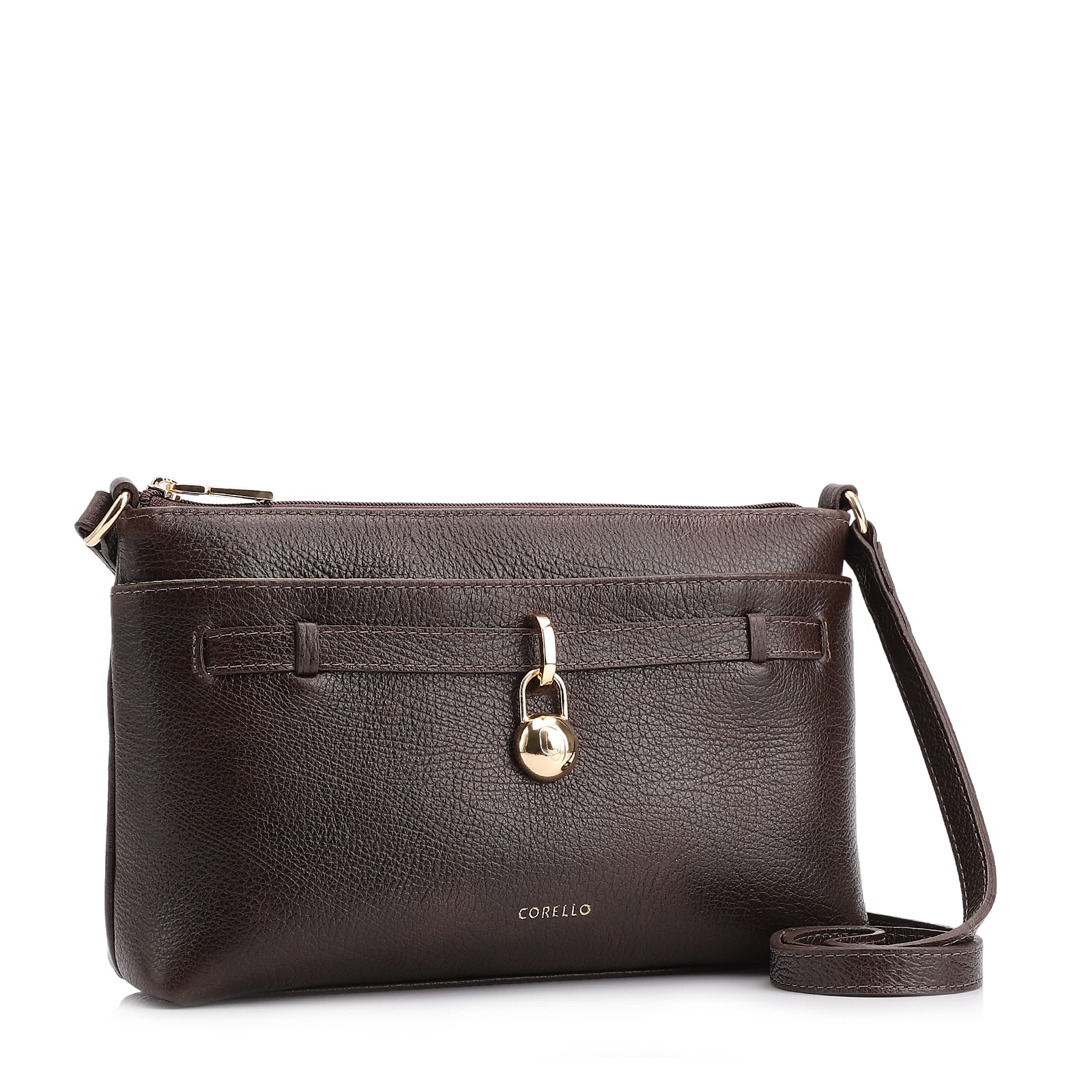 Bolsa Transversal Couro Antique Marrom Escuro