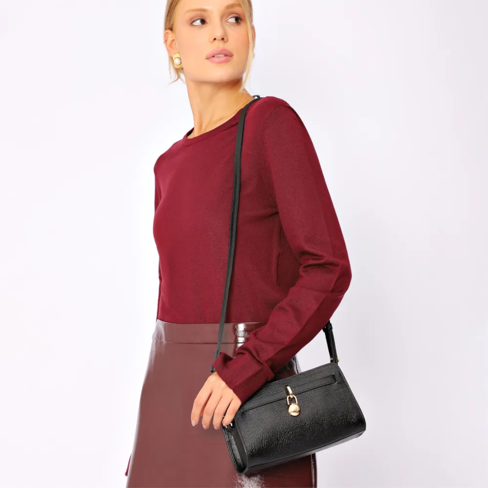 Bolsa Transversal Couro Antique Preto - imagem 2