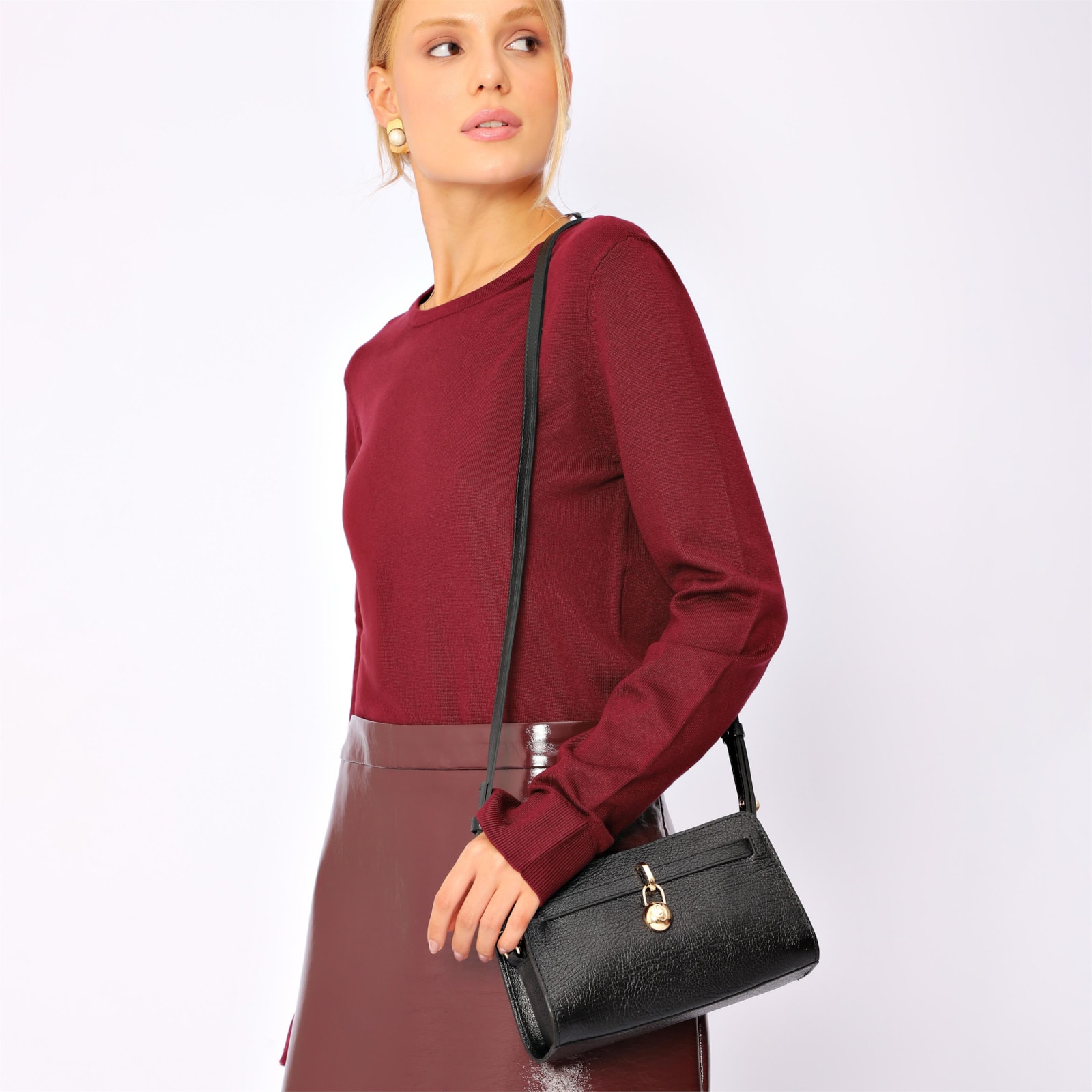 Bolsa Transversal Couro Antique Preto