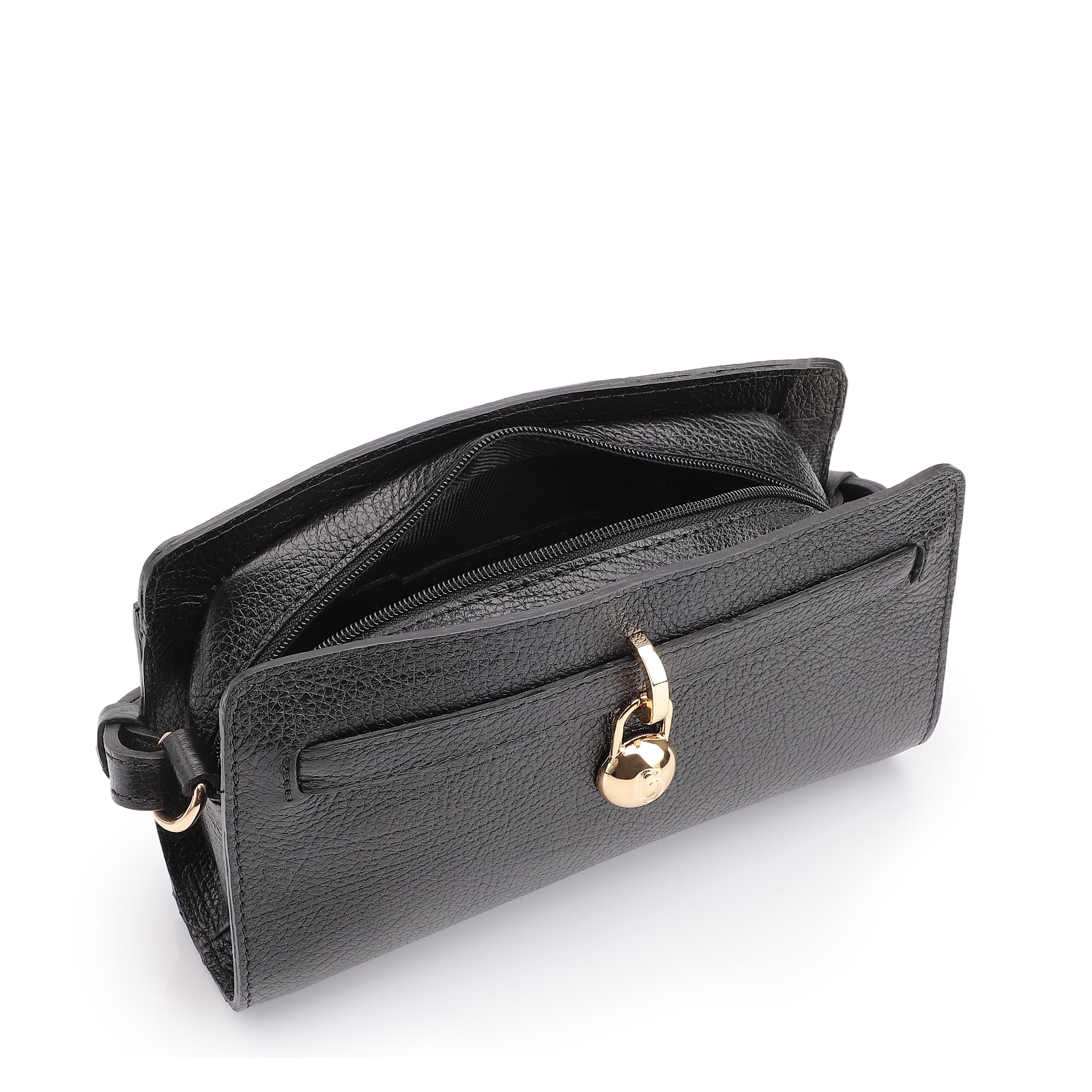 Bolsa Transversal Couro Antique Preto