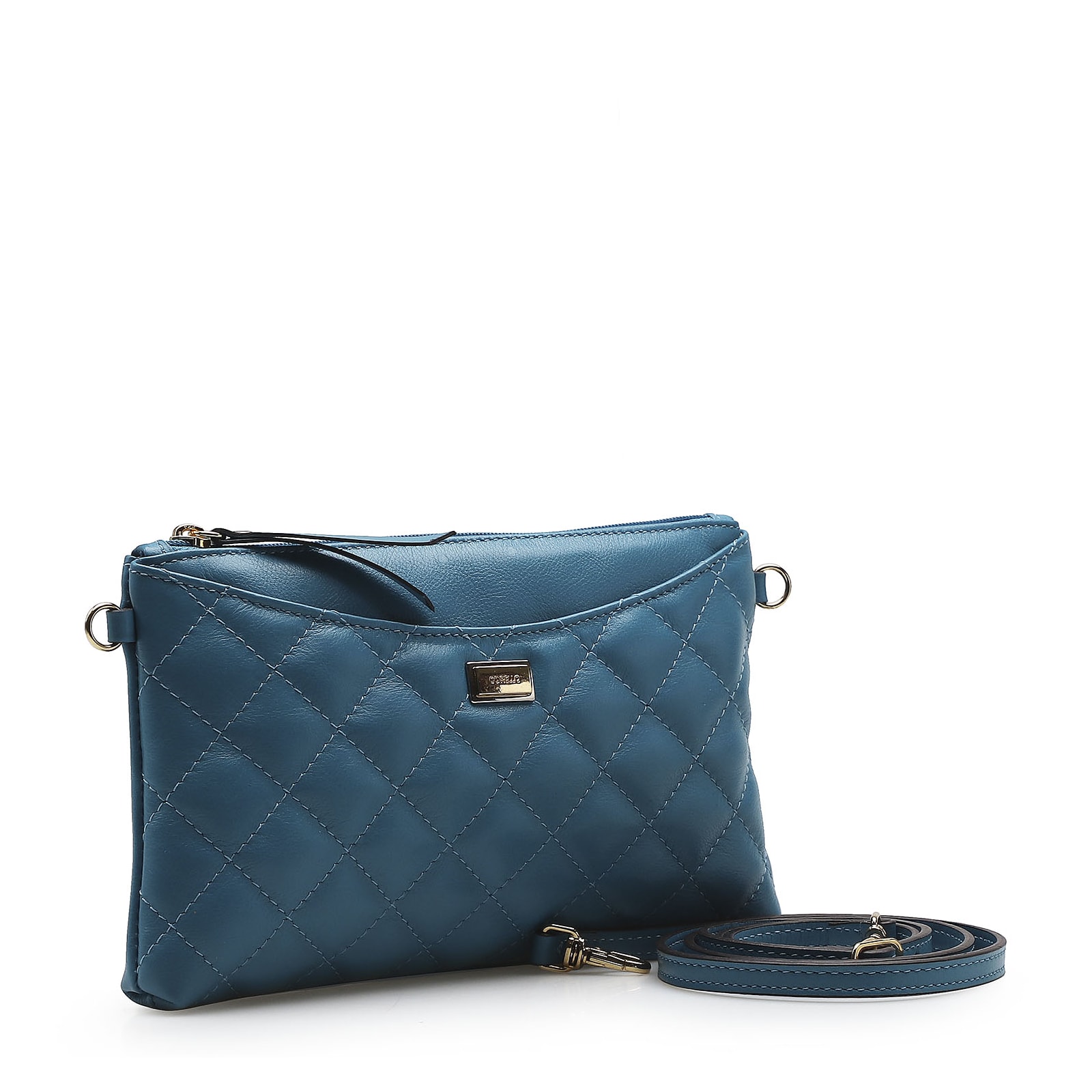 Bolsa Transversal Couro Azul