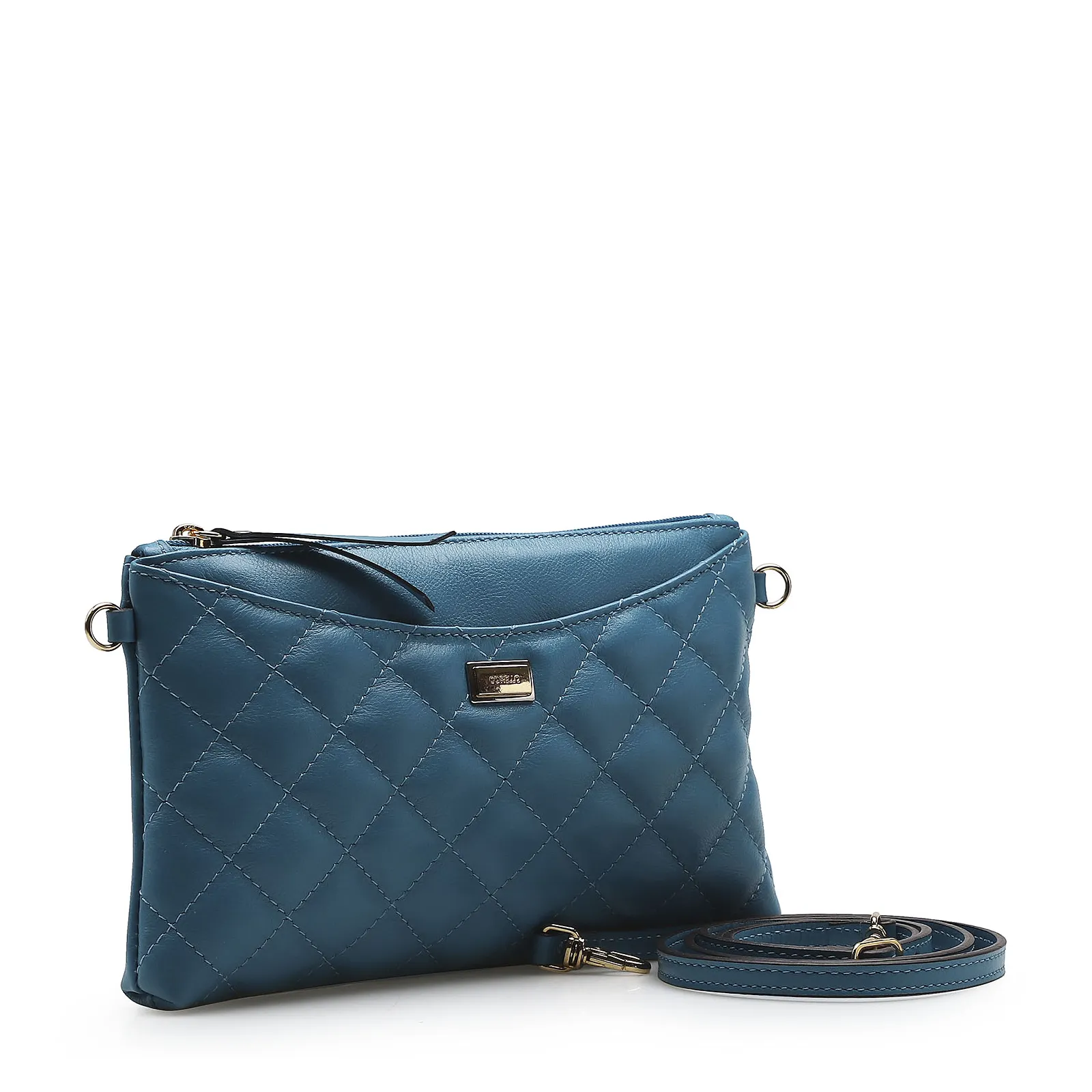 Bolsa Transversal Couro Azul