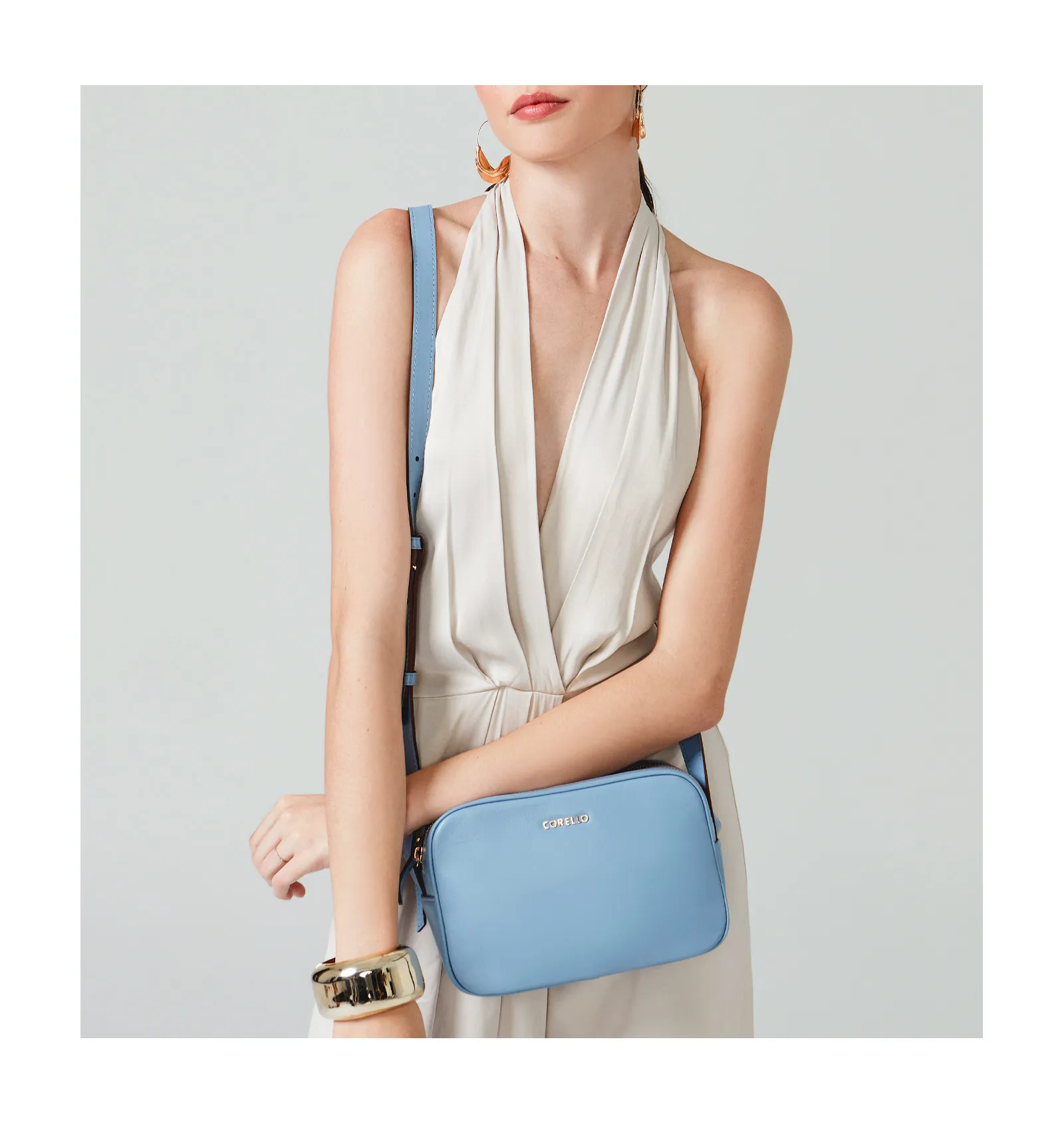Bolsa Transversal Couro Azul