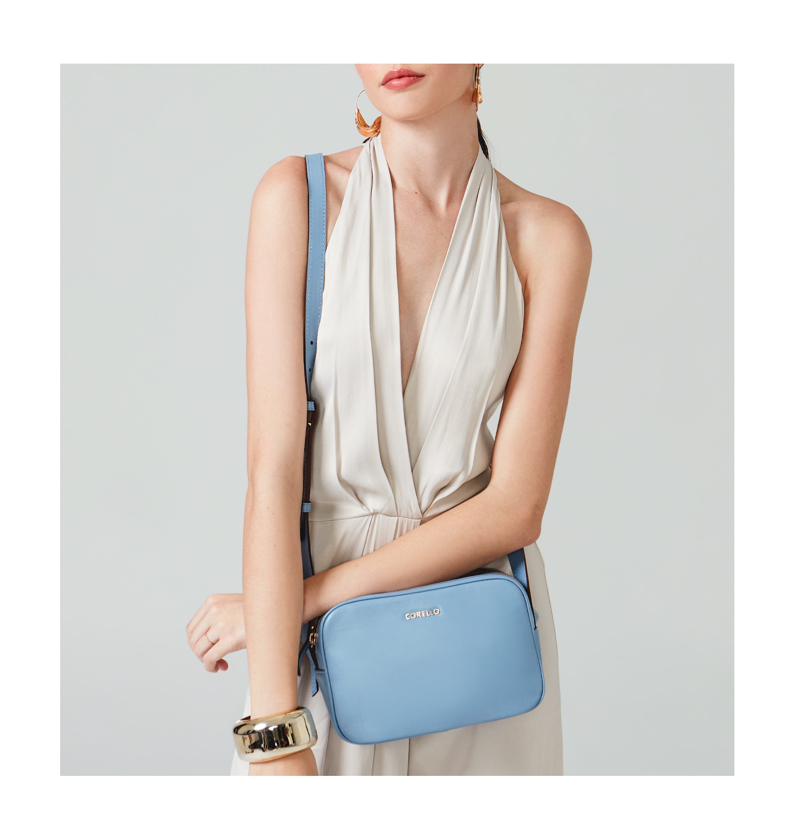 Bolsa Transversal Couro Azul