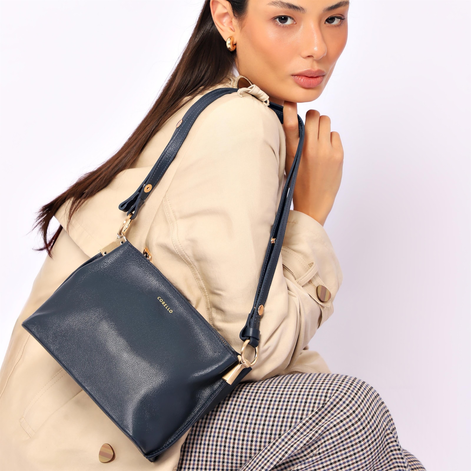 Bolsa Transversal Couro Azul