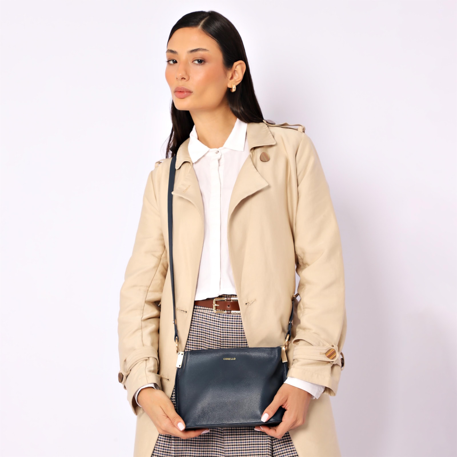 Bolsa Transversal Couro Azul