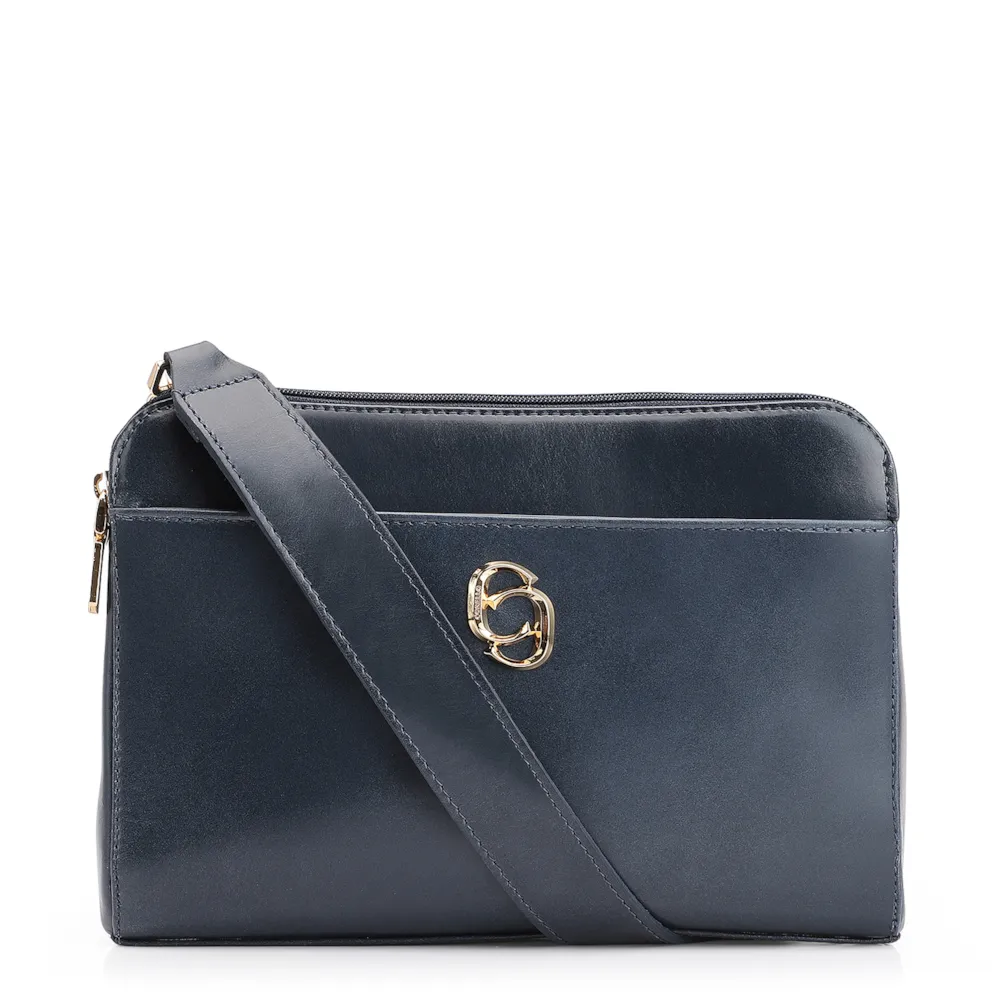 Bolsa Transversal Couro Azul