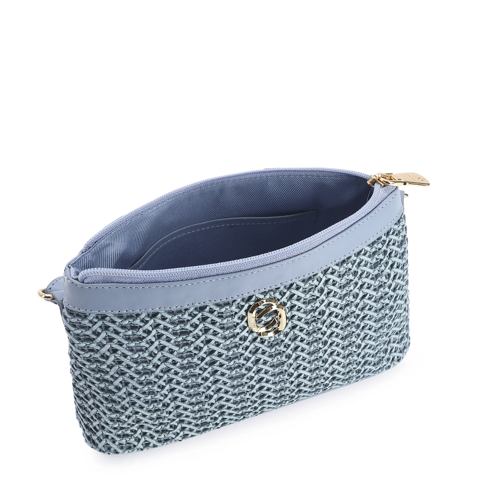 Bolsa Transversal Couro Azul Claro