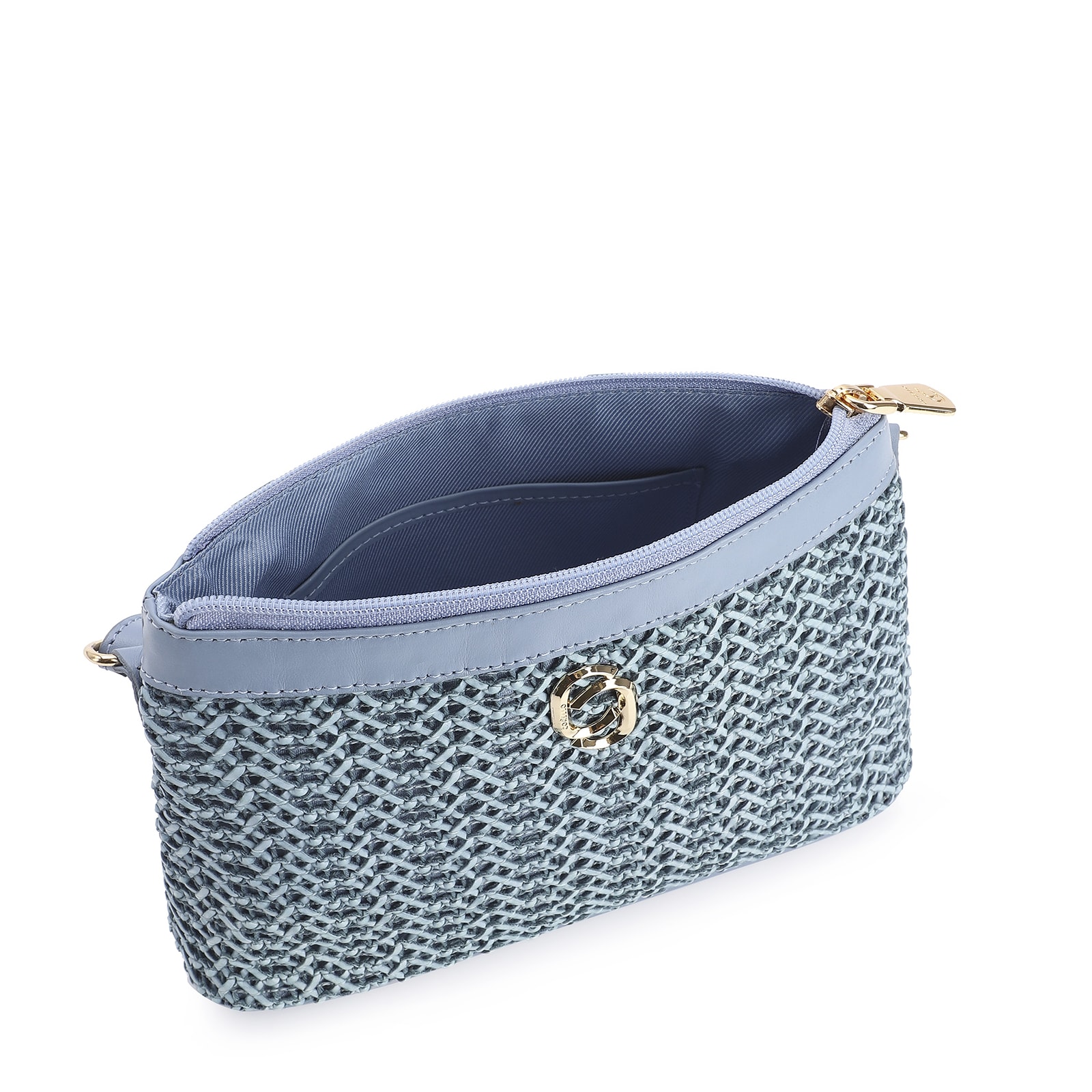 Bolsa Transversal Couro Azul Claro
