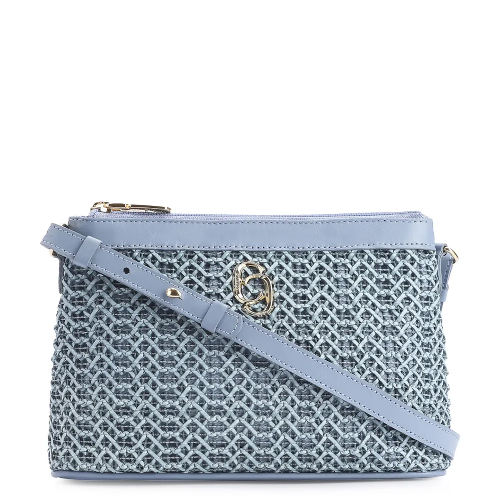 Bolsa Transversal Couro Azul Claro
