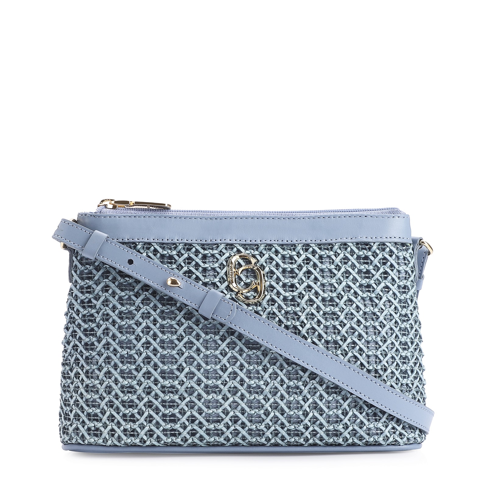 Bolsa Transversal Couro Azul Claro