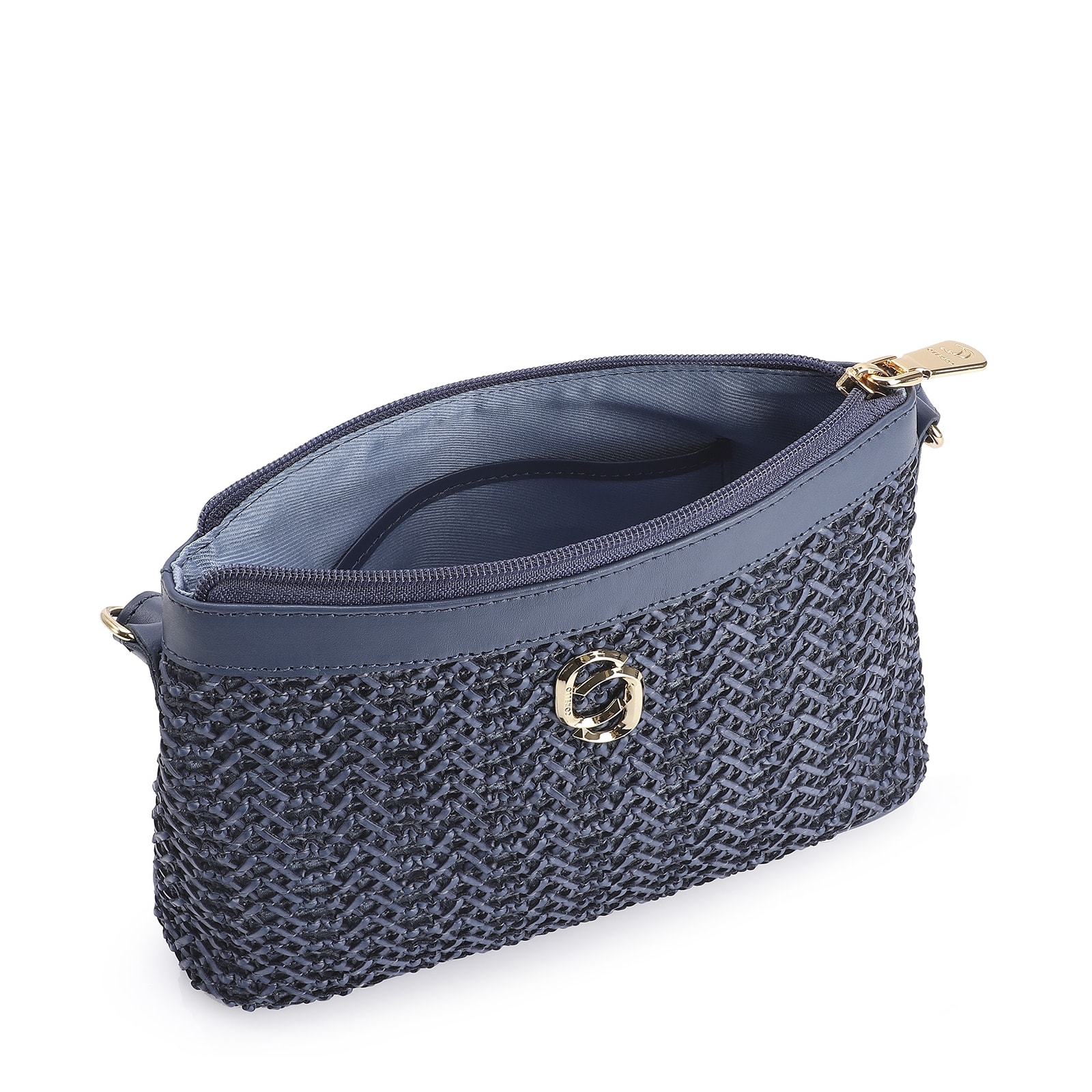 Bolsa Transversal Couro Azul Escuro