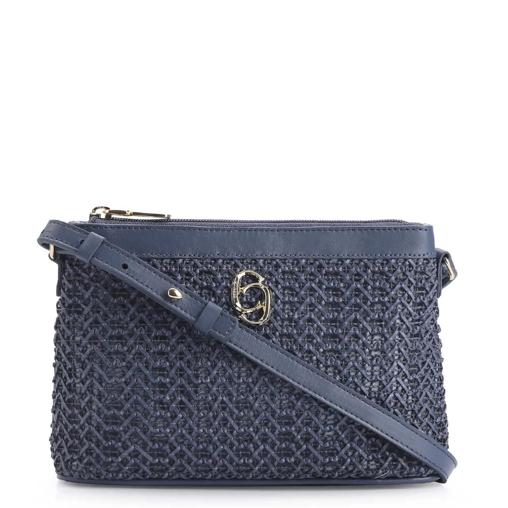Bolsa Transversal Couro Azul Escuro