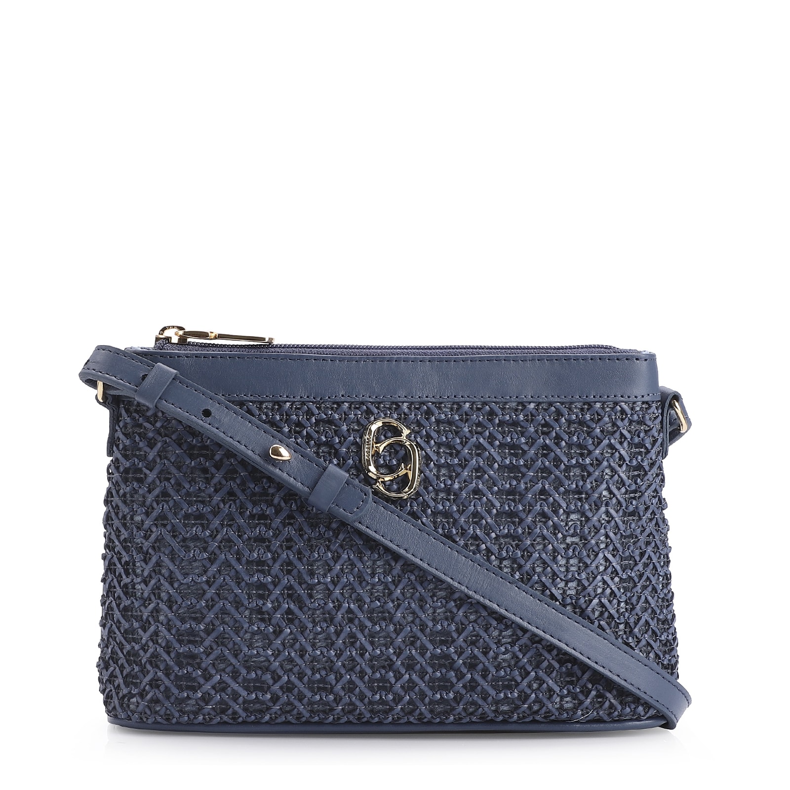 Bolsa Transversal Couro Azul Escuro