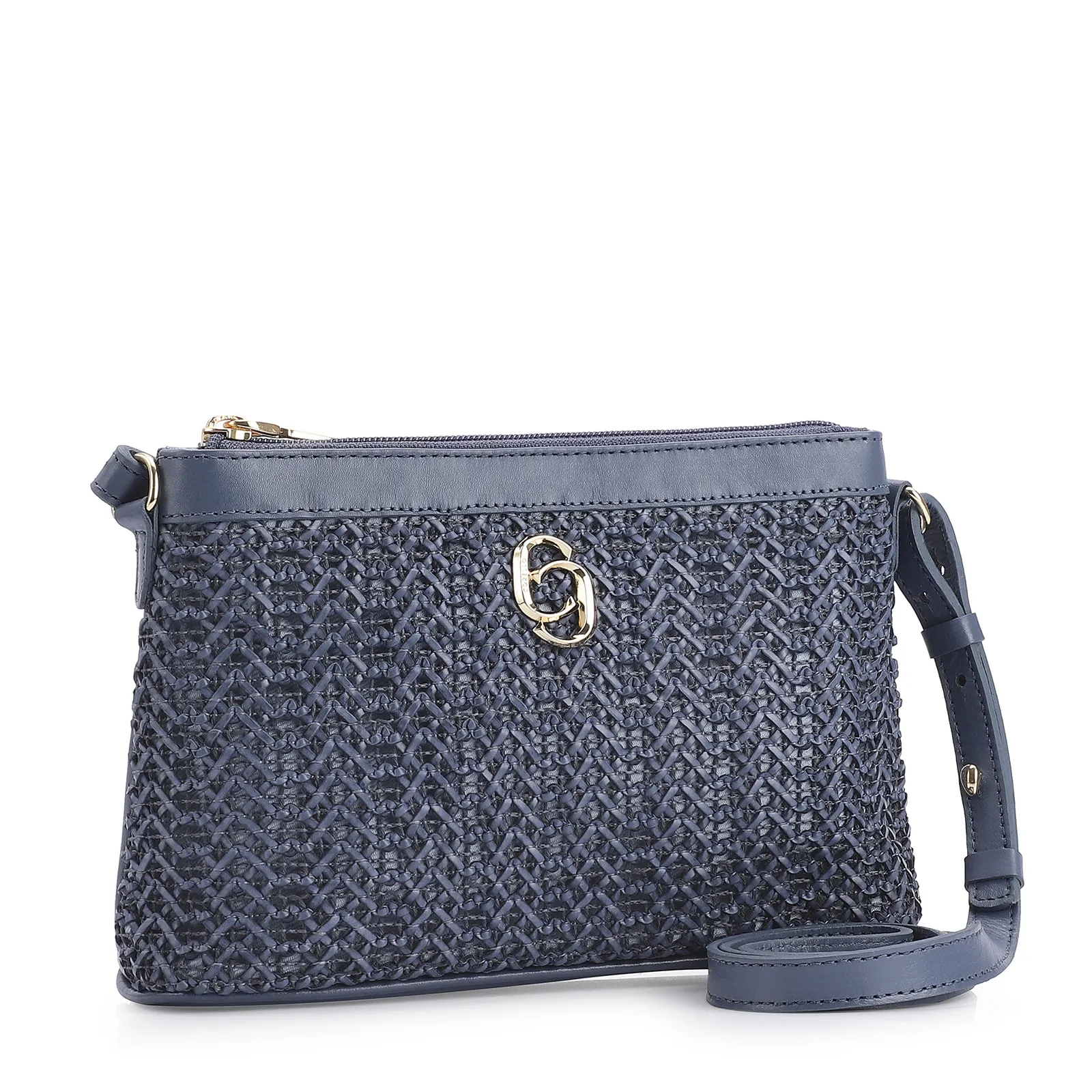Bolsa Transversal Couro Azul Escuro