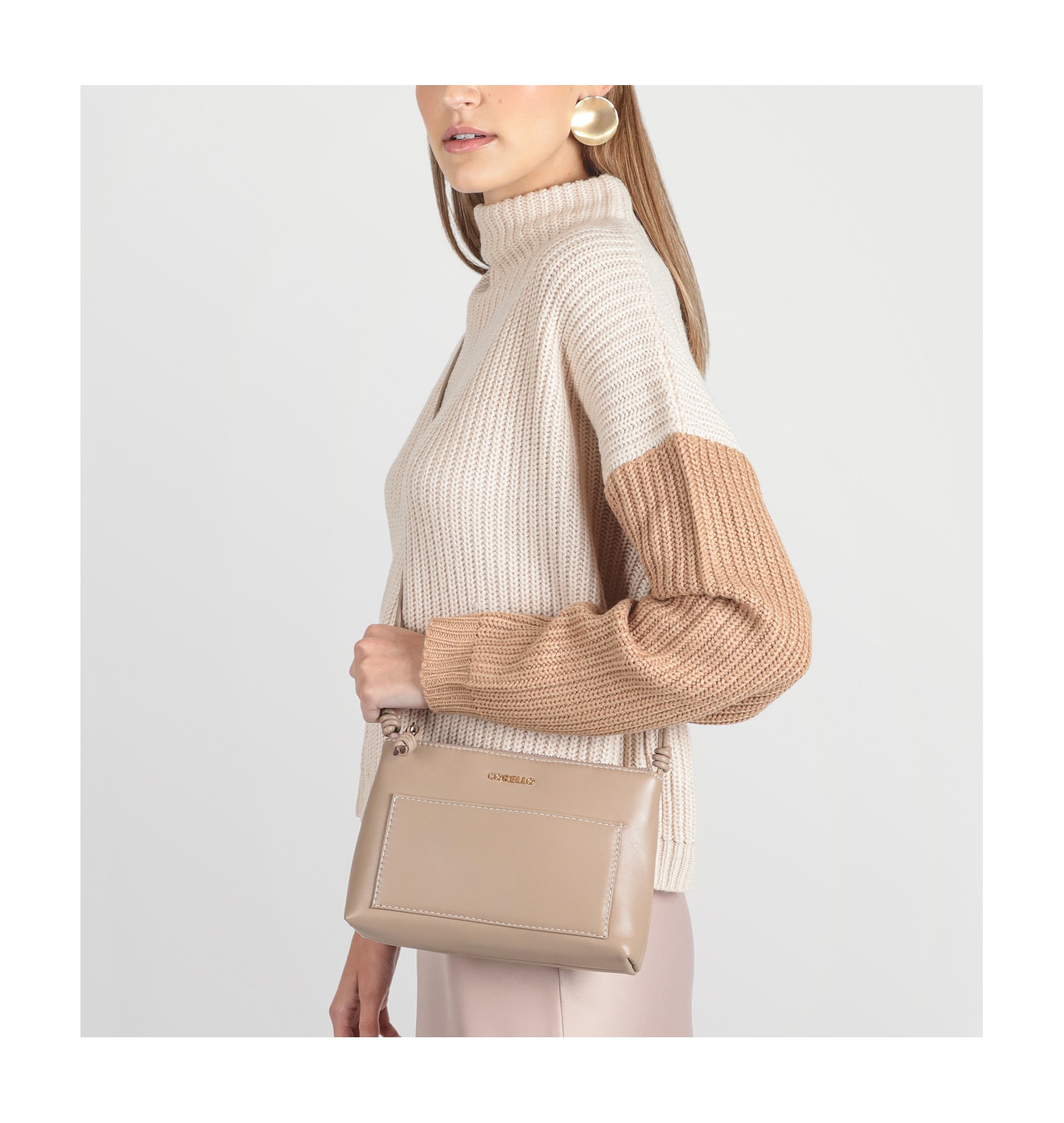Bolsa Transversal Couro Bege