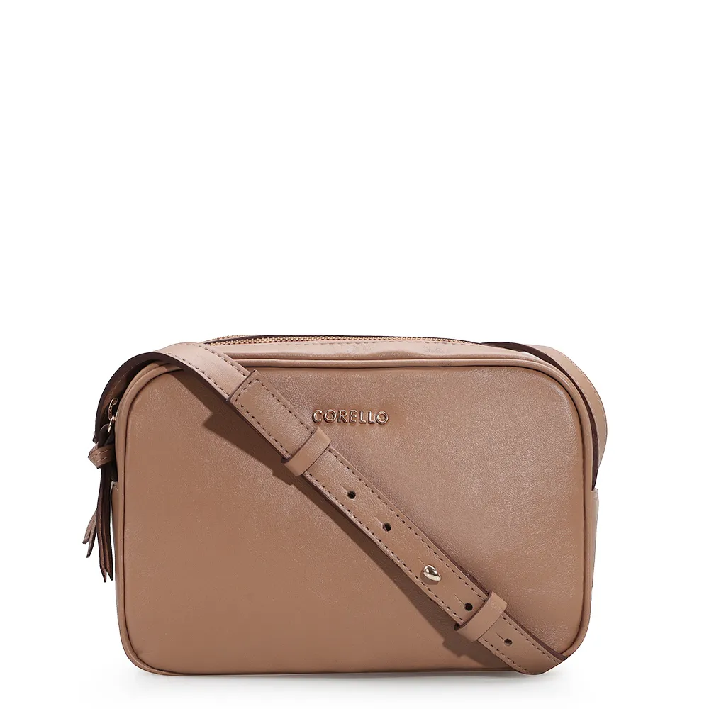 Bolsa Transversal Couro Bege