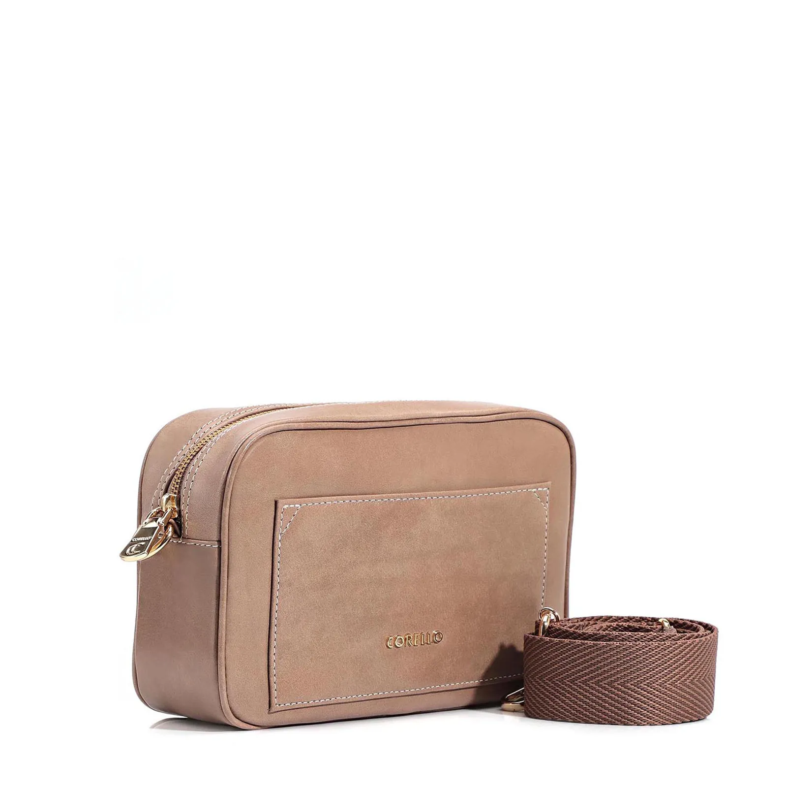 Bolsa Transversal Couro Bege