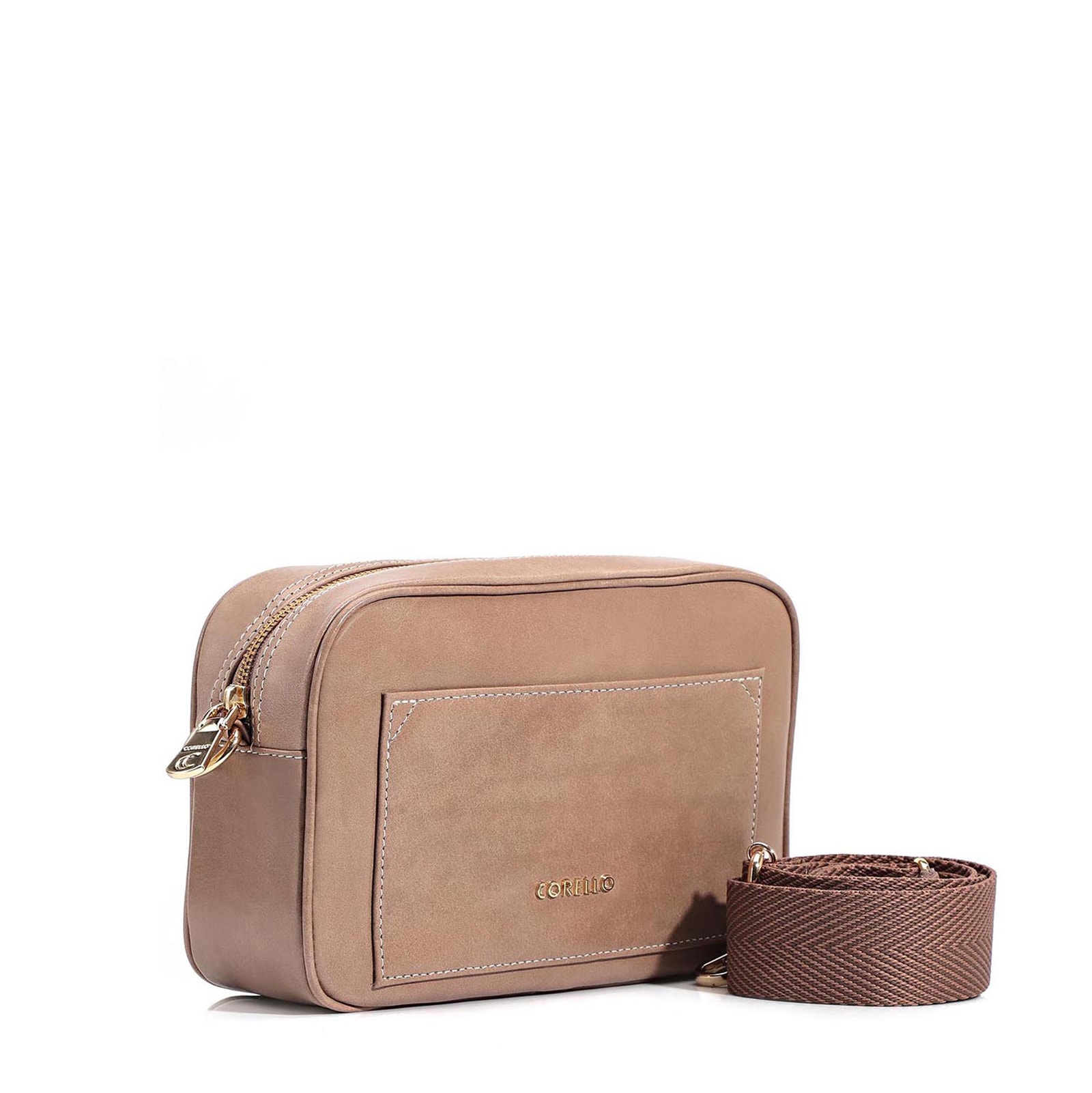 Bolsa Transversal Couro Bege