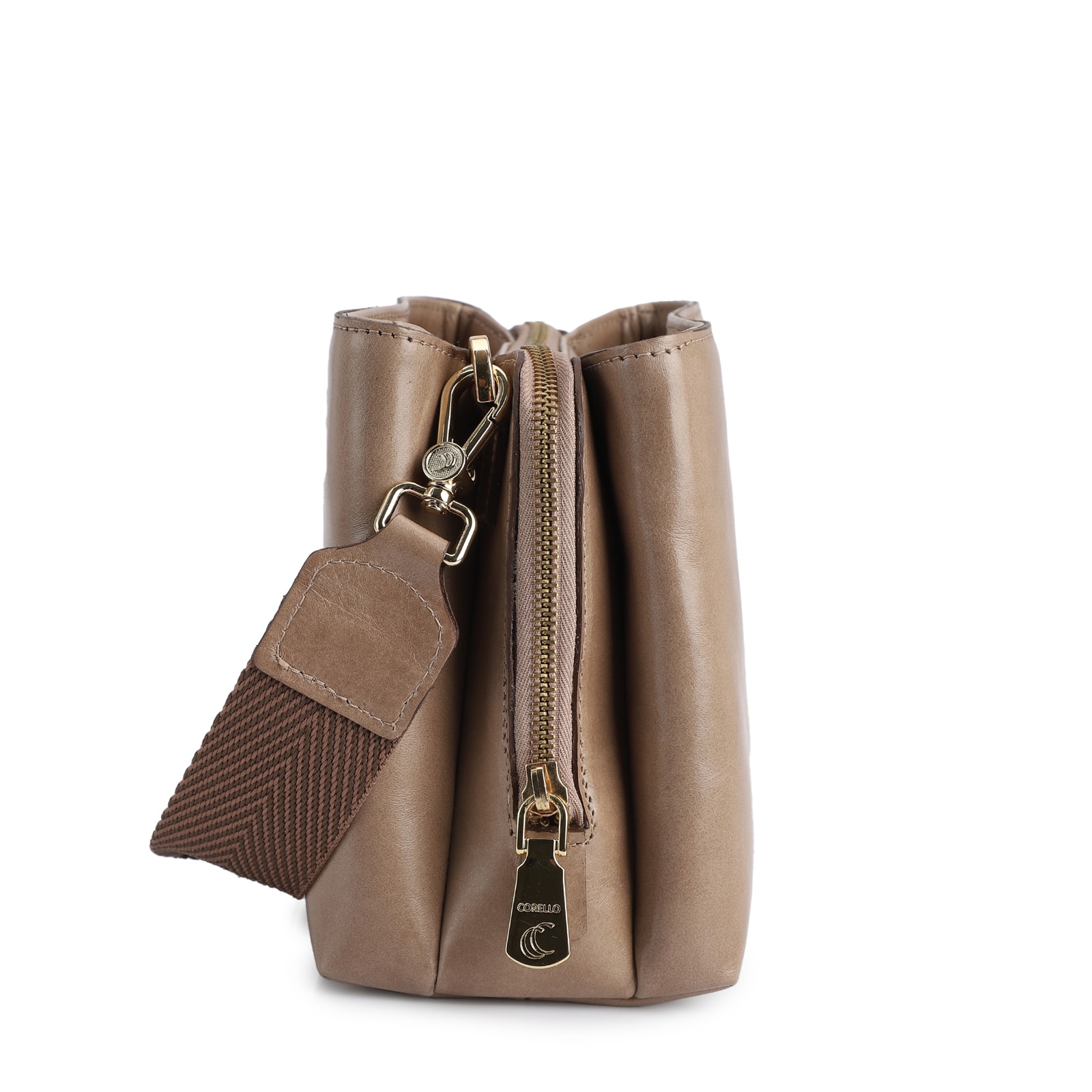 Bolsa Transversal Couro Bege