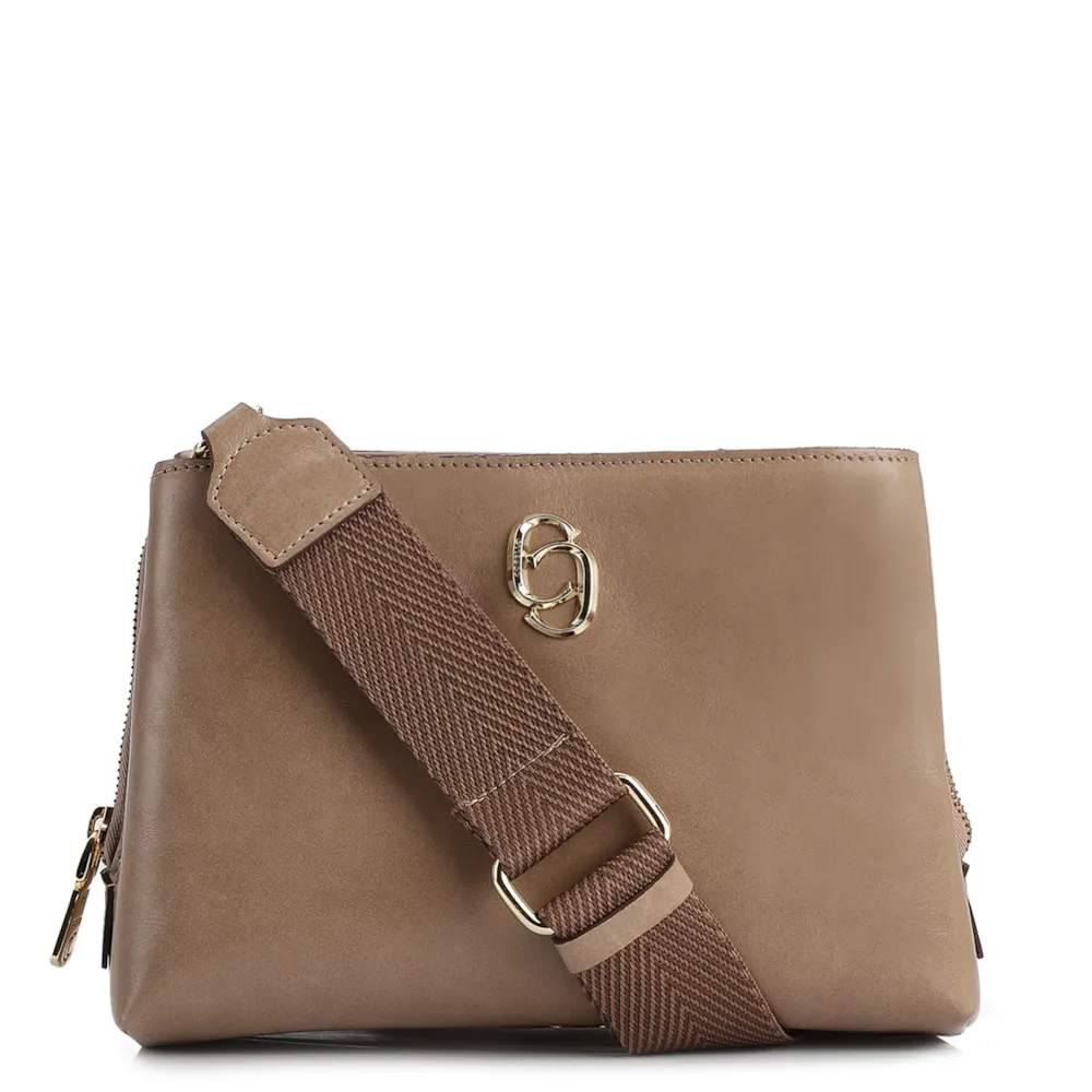 Bolsa Transversal Couro Bege