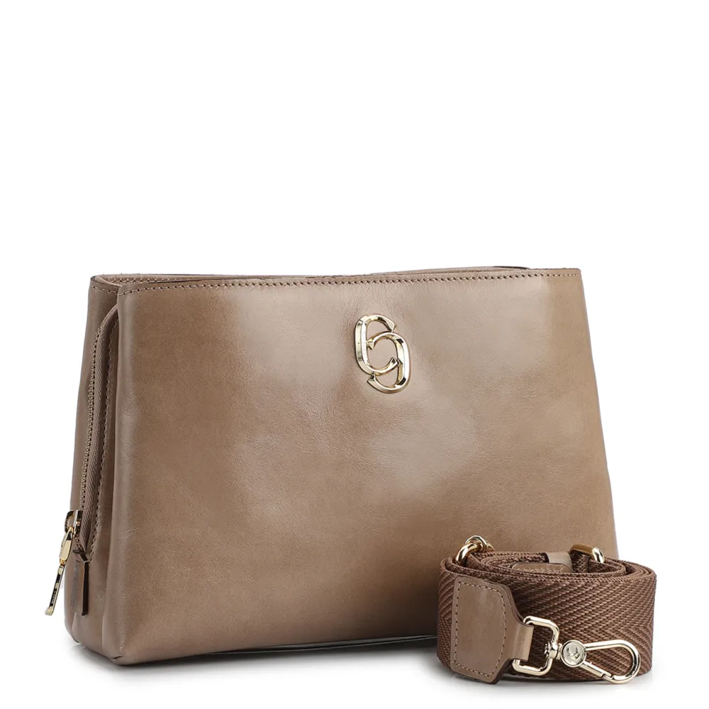 Bolsa Transversal Couro Bege - imagem 2