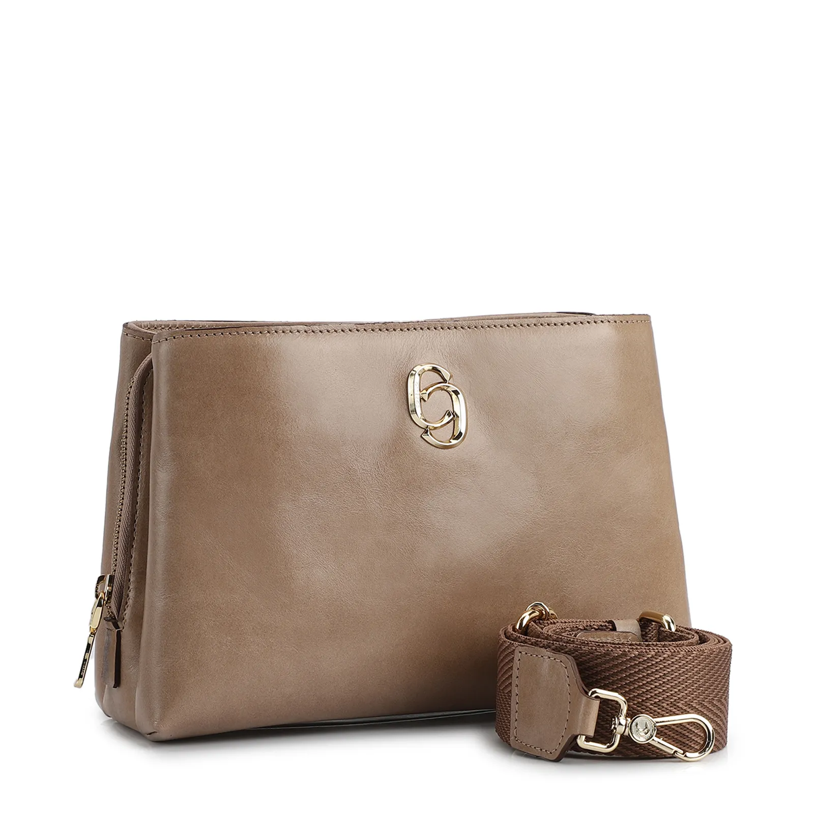 Bolsa Transversal Couro Bege