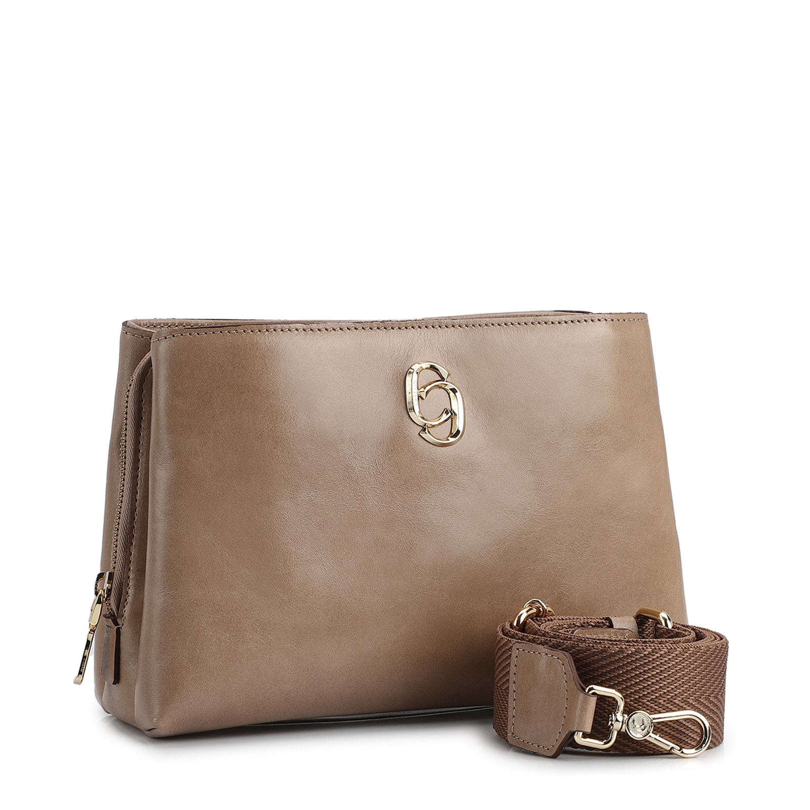 Bolsa Transversal Couro Bege