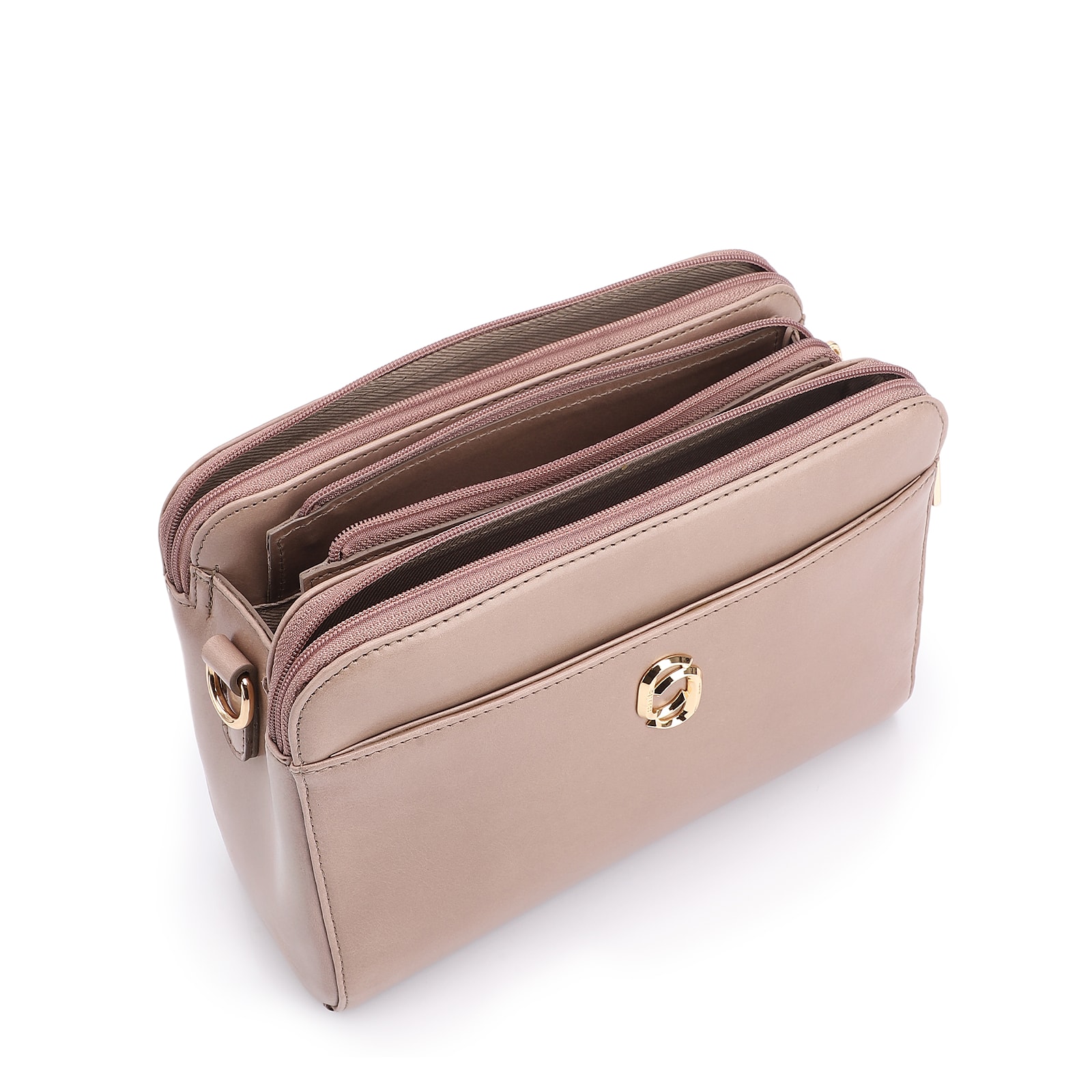 Bolsa Transversal Couro Bege