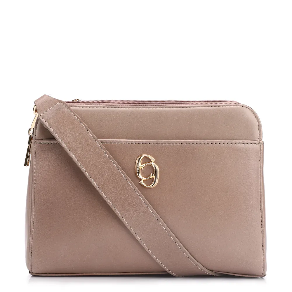 Bolsa Transversal Couro Bege