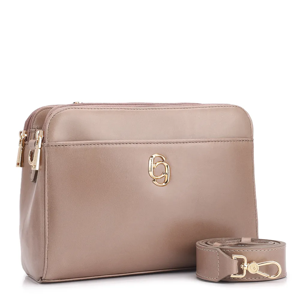 Bolsa Transversal Couro Bege - imagem 2