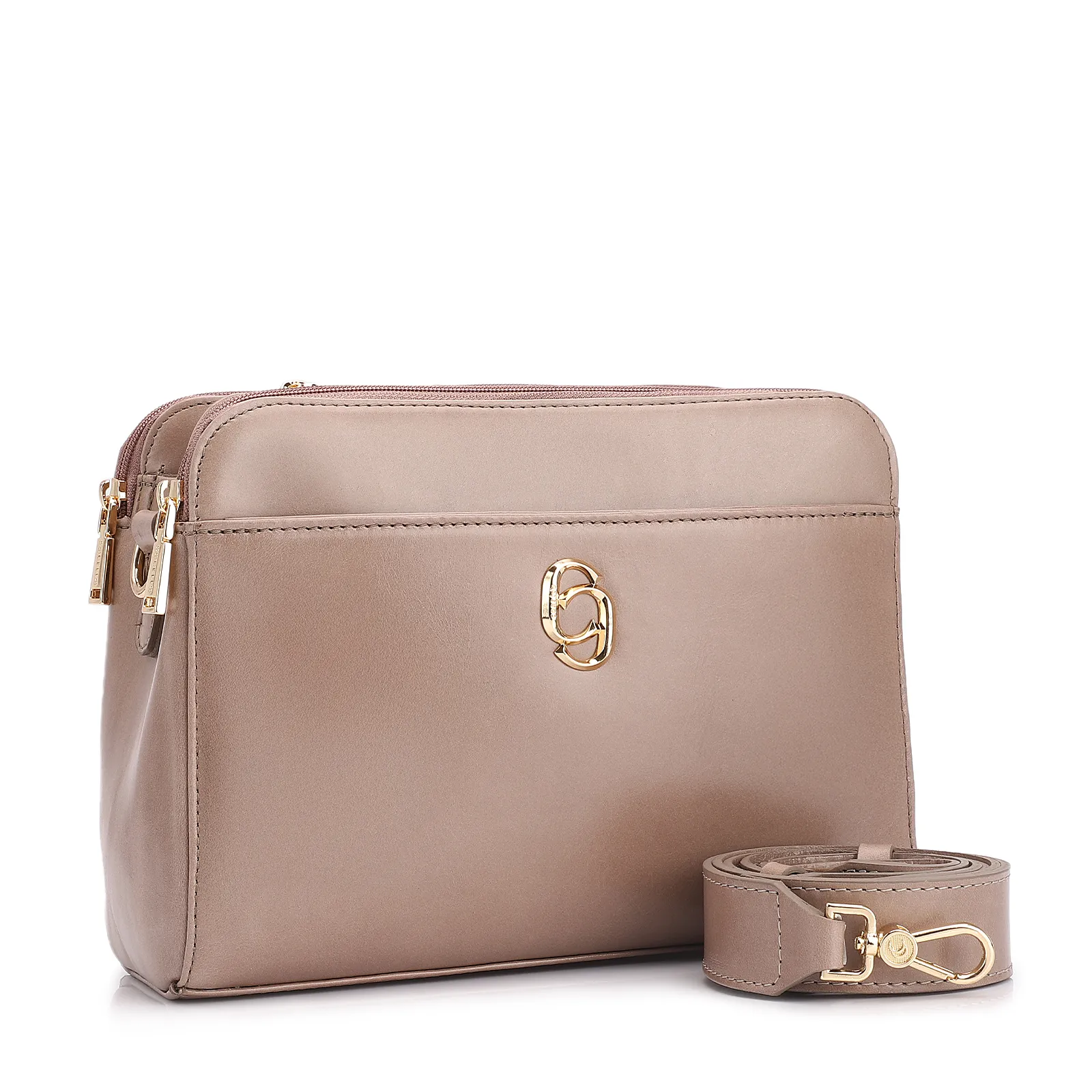 Bolsa Transversal Couro Bege