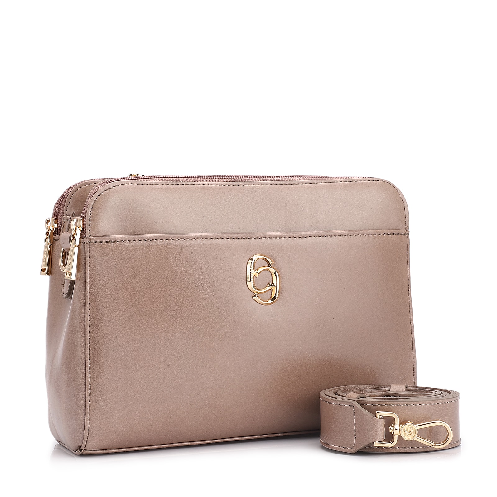 Bolsa Transversal Couro Bege