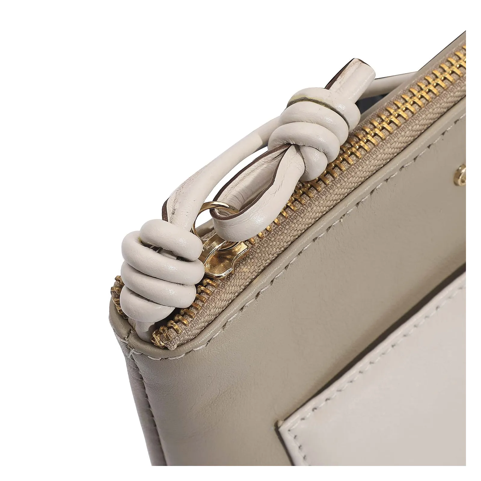 Bolsa Transversal Couro Bege/Off White