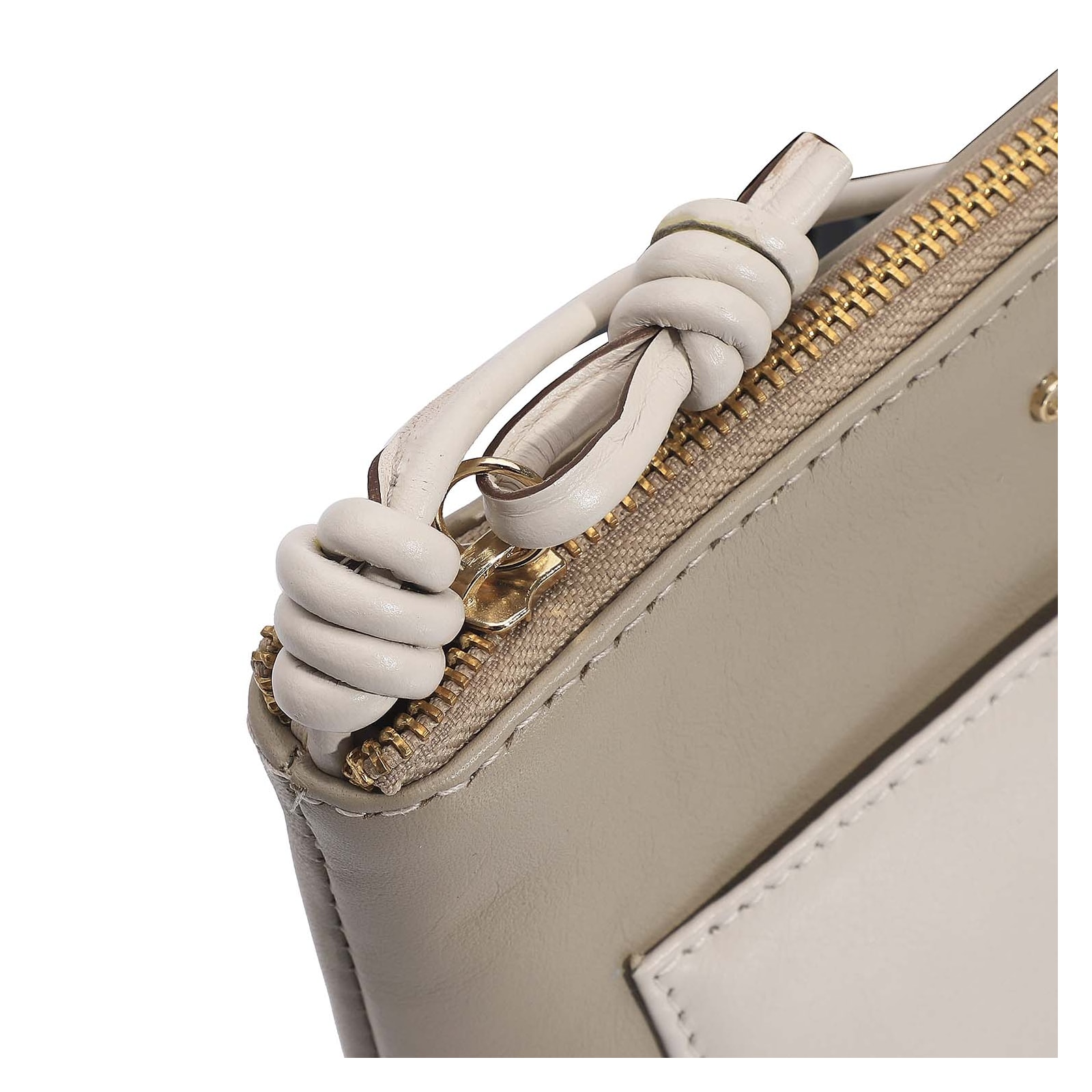 Bolsa Transversal Couro Bege/Off White