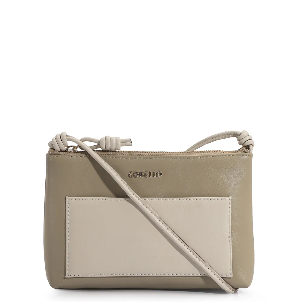 Bolsa Transversal Couro Bege/Off White