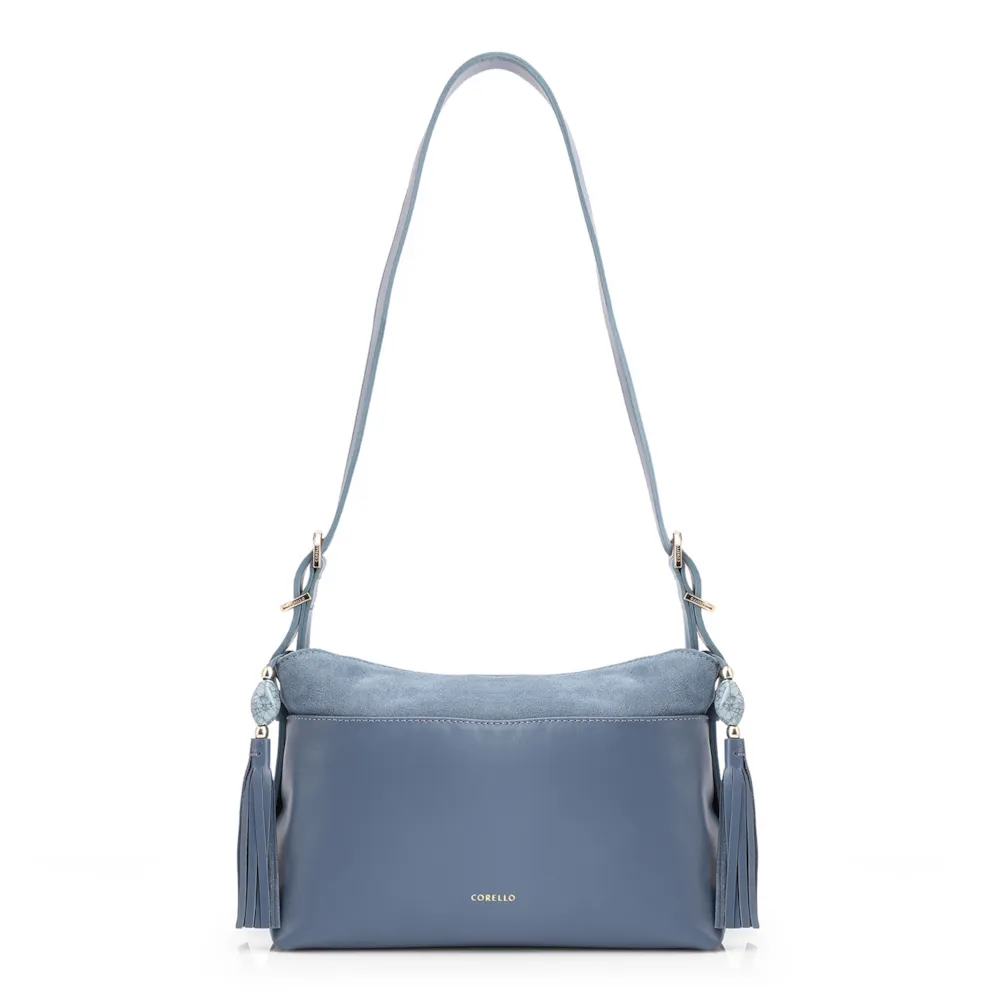 Bolsa Transversal Couro Camurça Azul - imagem 3