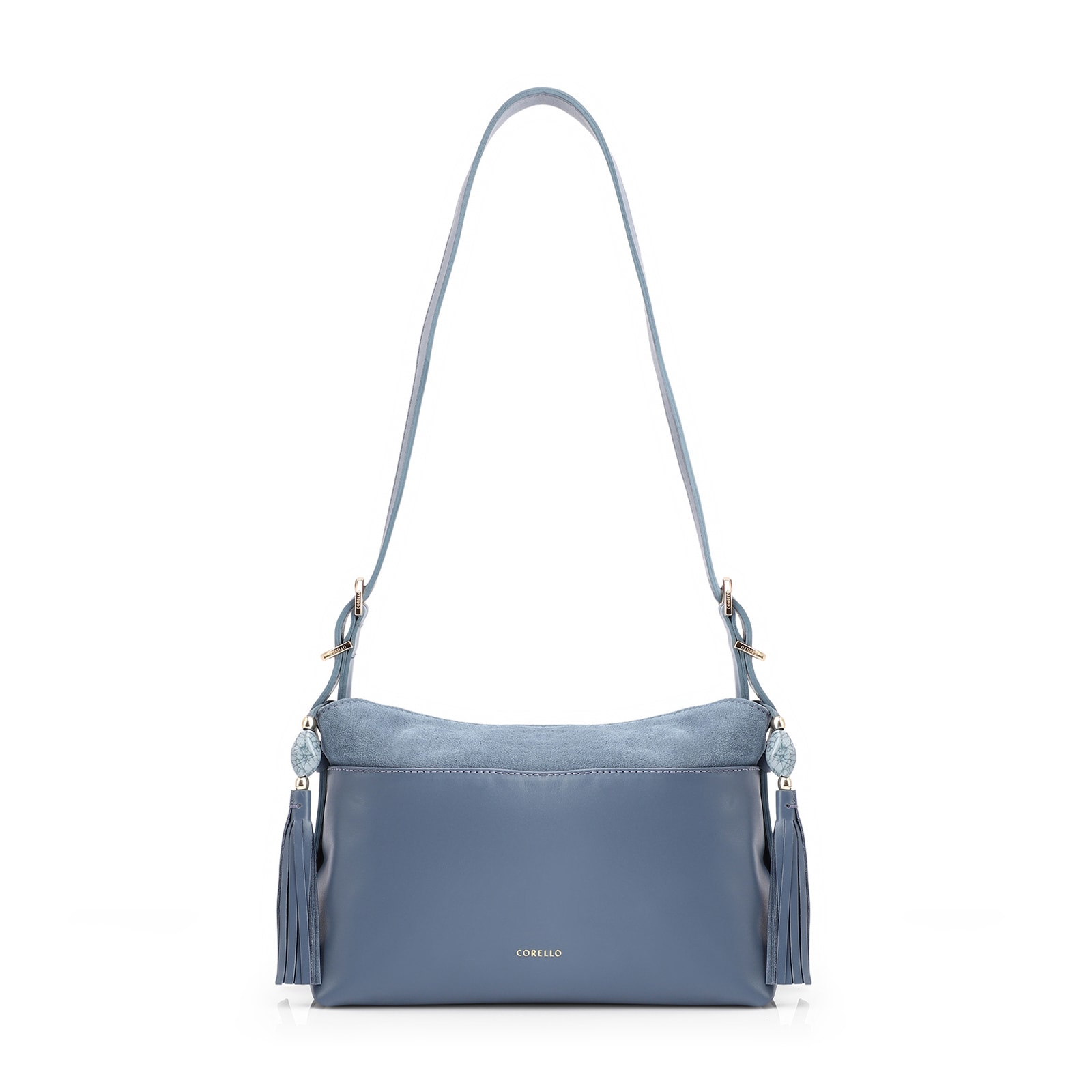 Bolsa Transversal Couro Camurça Azul