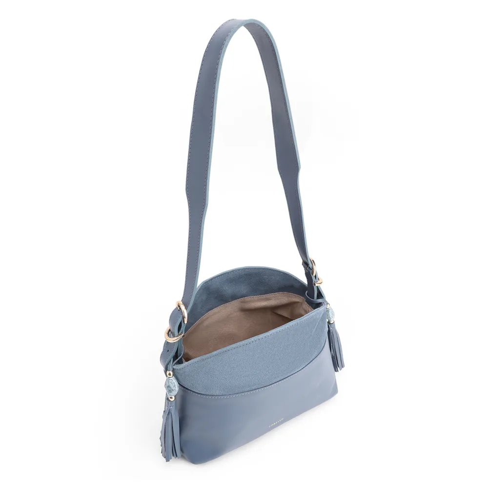Bolsa Transversal Couro Camurça Azul - imagem 4