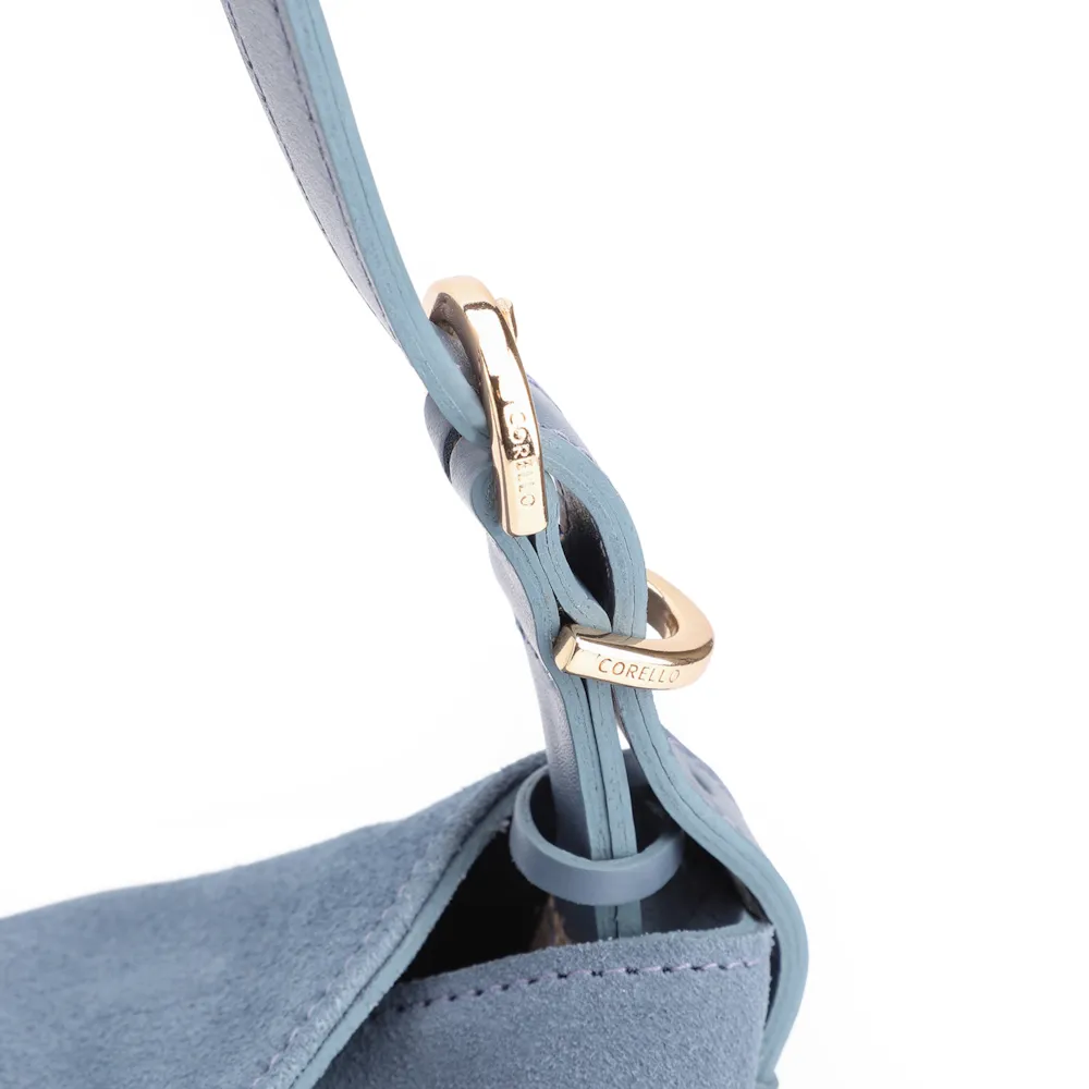 Bolsa Transversal Couro Camurça Azul - imagem 5